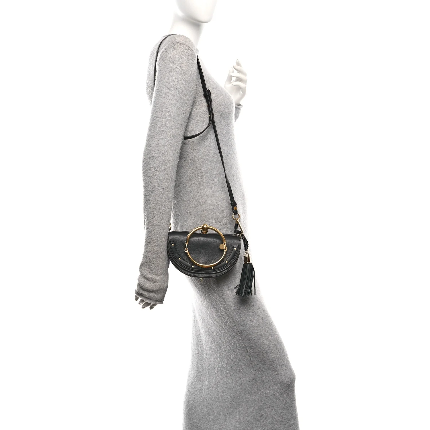 Calfskin Small Nile Bracelet Minaudiere Bag Black - Image 2