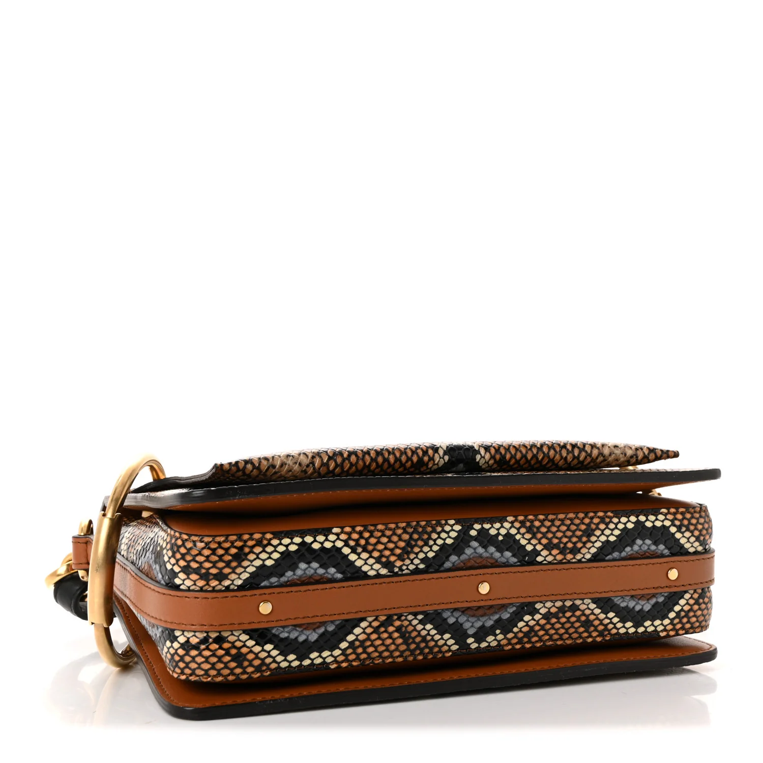 Calfskin Snakeskin Embossed Small Roy Bag Multicolor - Image 4
