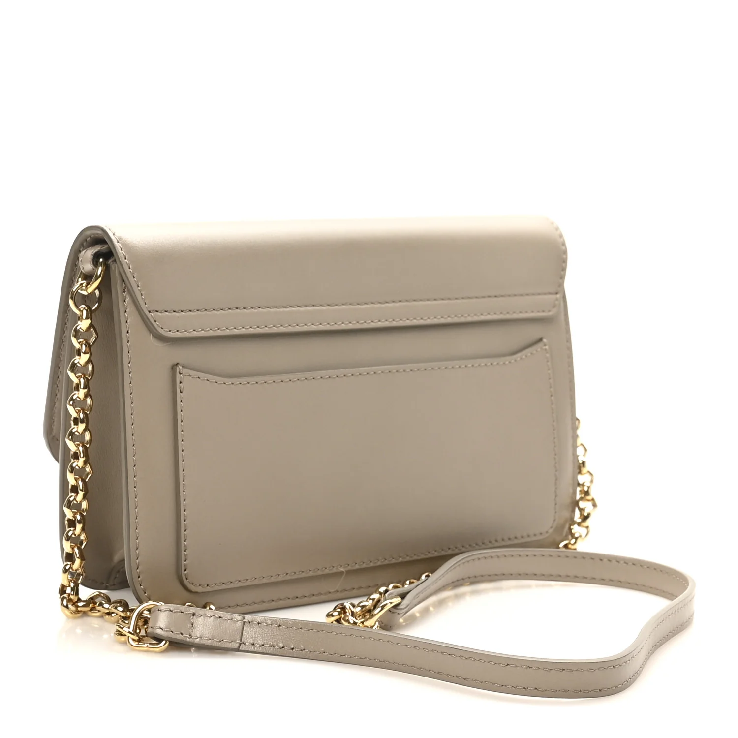 Calfskin Suede C Clutch With Chain Motty Grey - Image 3