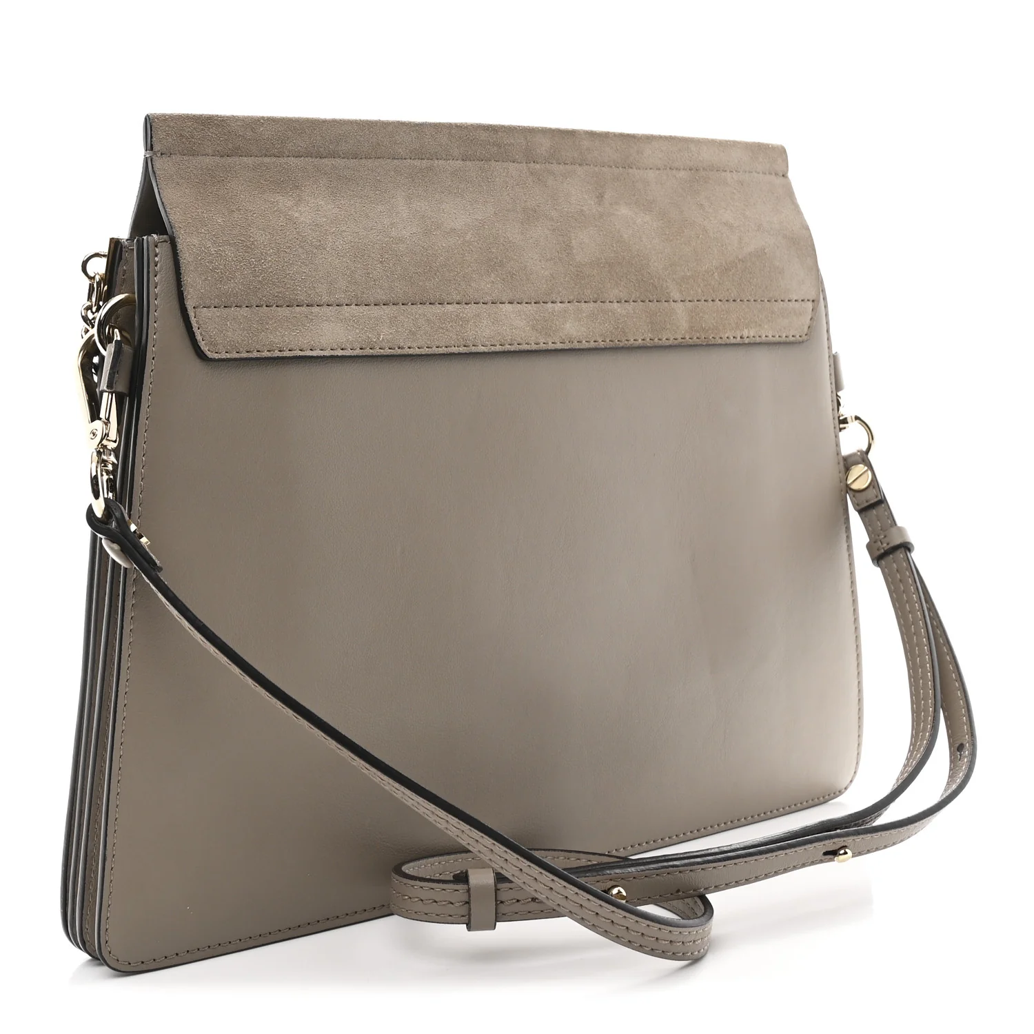 Calfskin Suede Medium Faye Shoulder Bag Motty Grey - Image 3