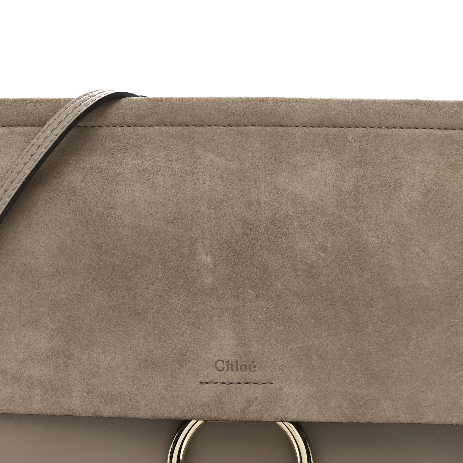 Calfskin Suede Medium Faye Shoulder Bag Motty Grey - Image 8