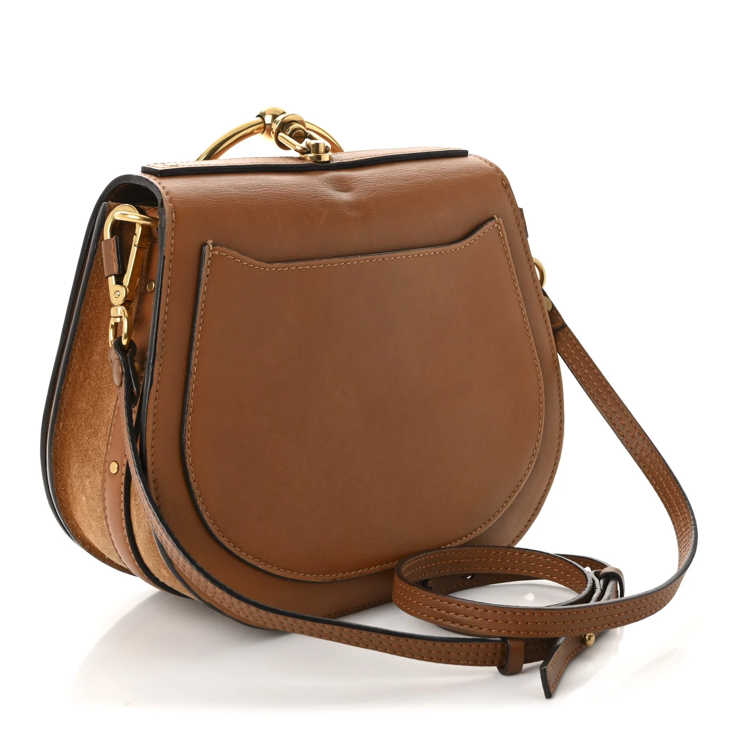 Calfskin Suede Medium Nile Bracelet Bag Caramel - Image 3