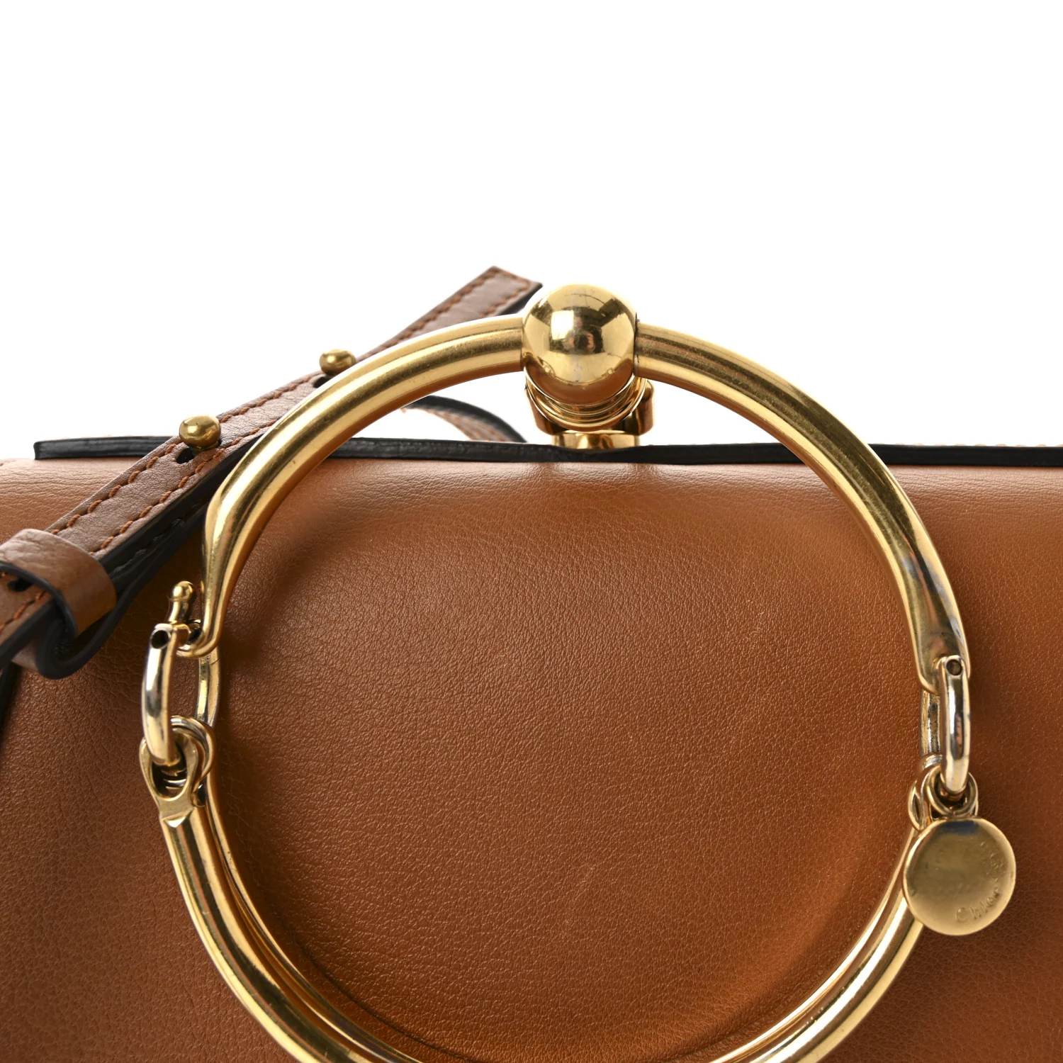 Calfskin Suede Medium Nile Bracelet Bag Caramel - Image 7