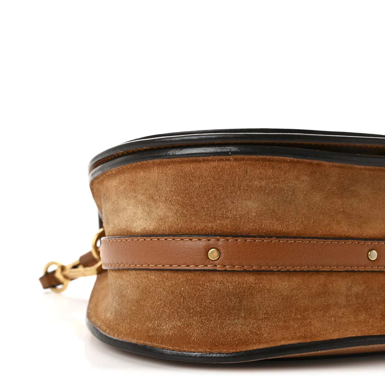 Calfskin Suede Medium Nile Bracelet Bag Caramel - Image 8
