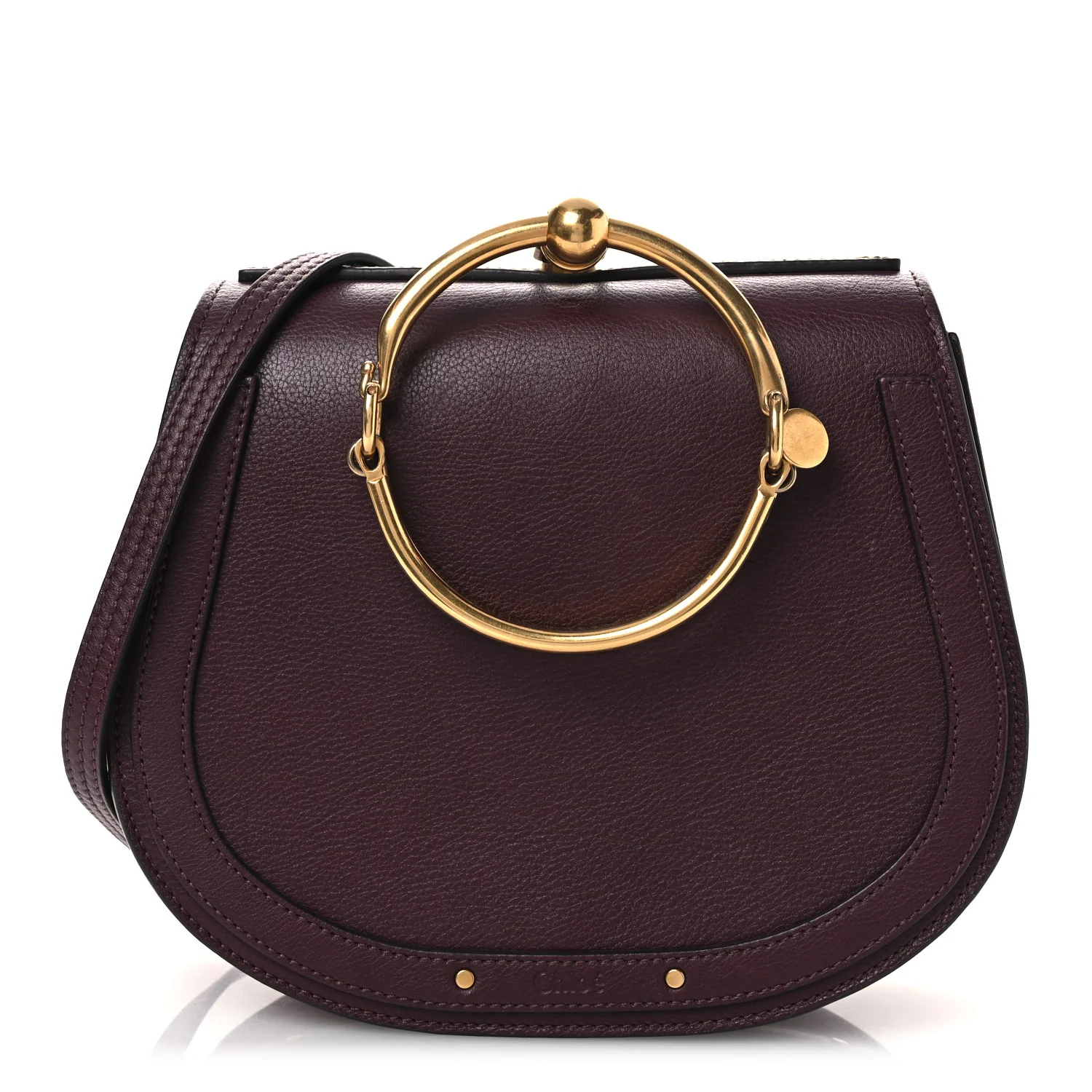 Calfskin Suede Medium Nile Bracelet Bag Sienna Red