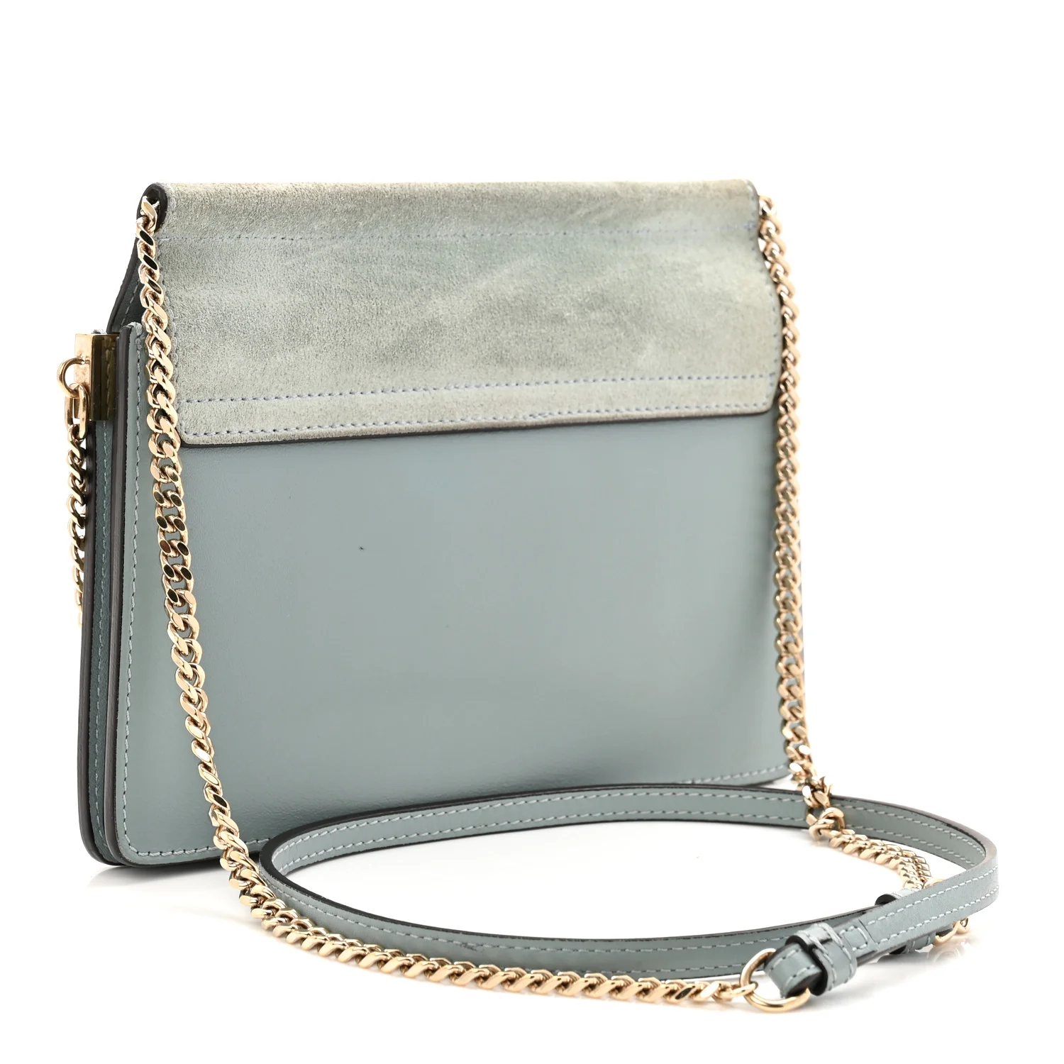 Calfskin Suede Mini Chain Faye Shoulder Bag Ash Blue - Image 2
