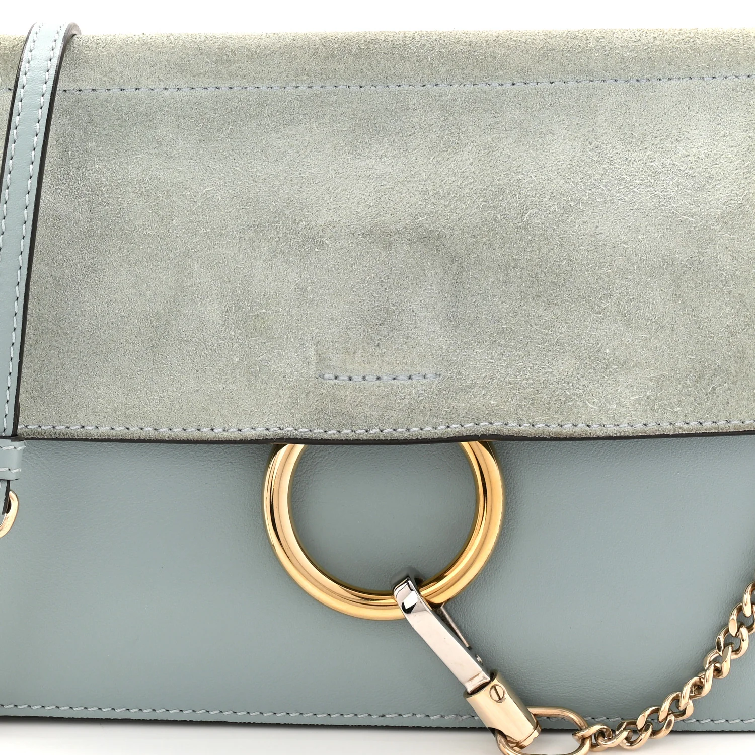 Calfskin Suede Mini Chain Faye Shoulder Bag Ash Blue - Image 8