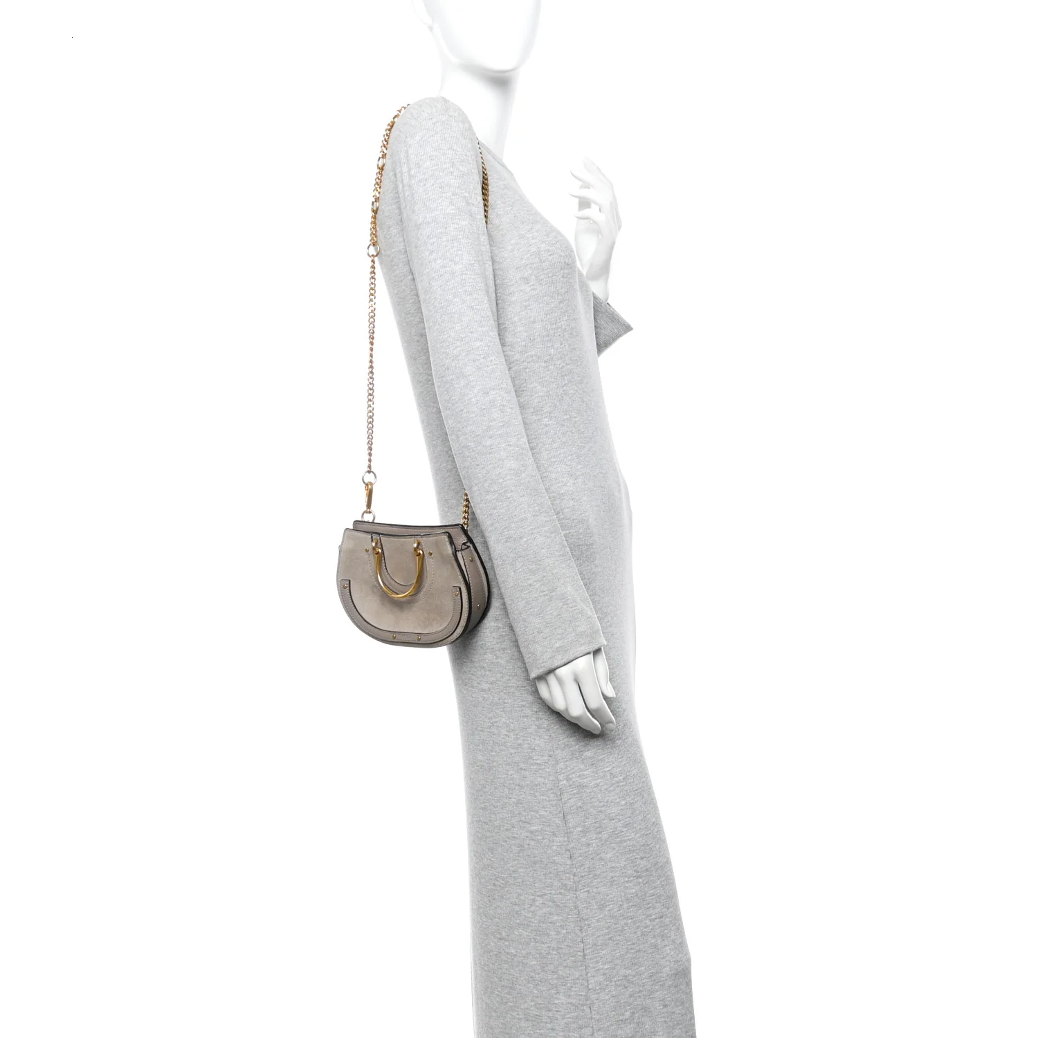 Calfskin Suede Mini Pixie Signature Belt Bag Motty Grey - Image 2
