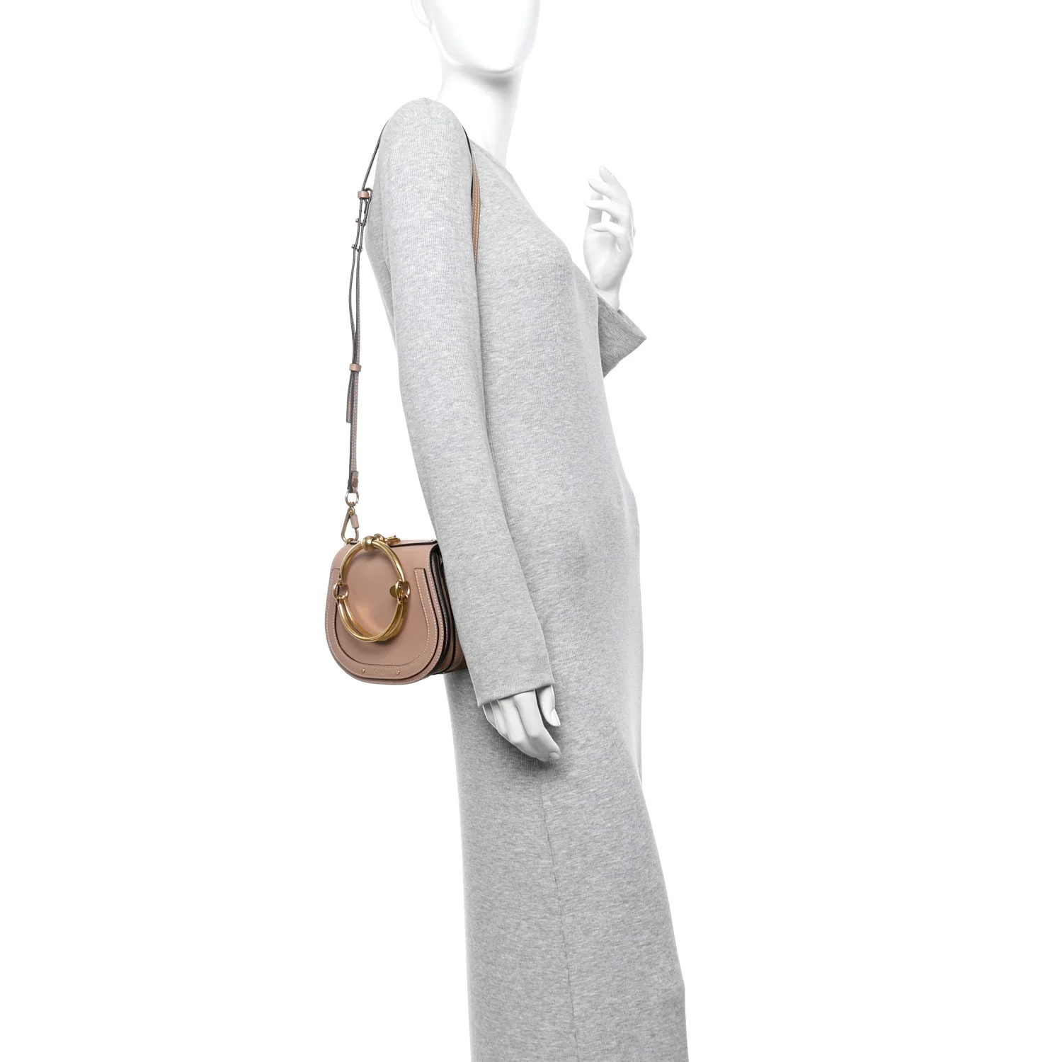 Calfskin Suede Small Nile Bracelet Bag Biscotti Beige - Image 2