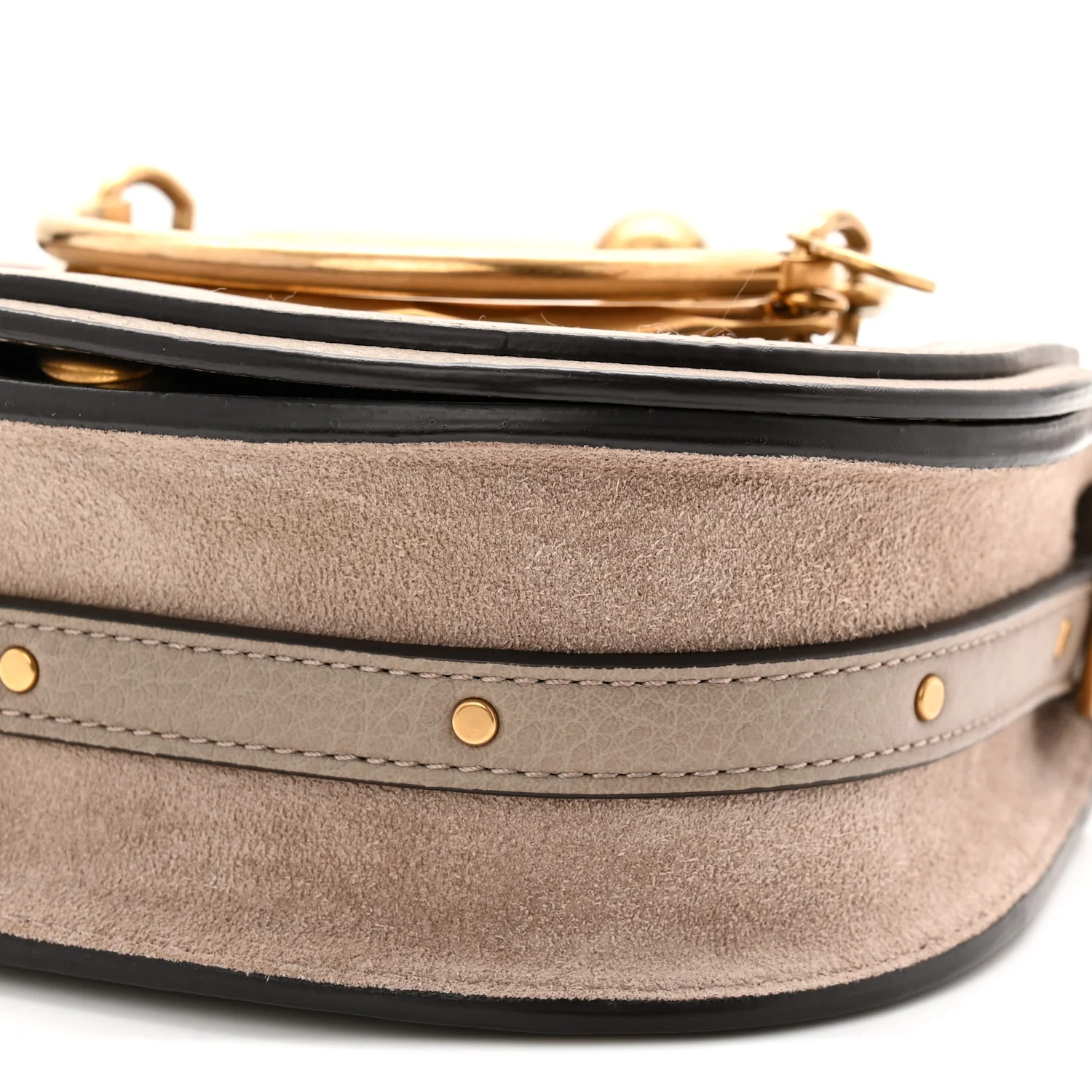 Calfskin Suede Small Nile Bracelet Bag Motty Grey - Image 10