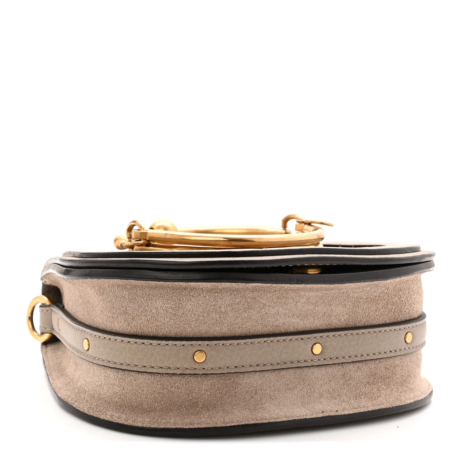 Calfskin Suede Small Nile Bracelet Bag Motty Grey - Image 4