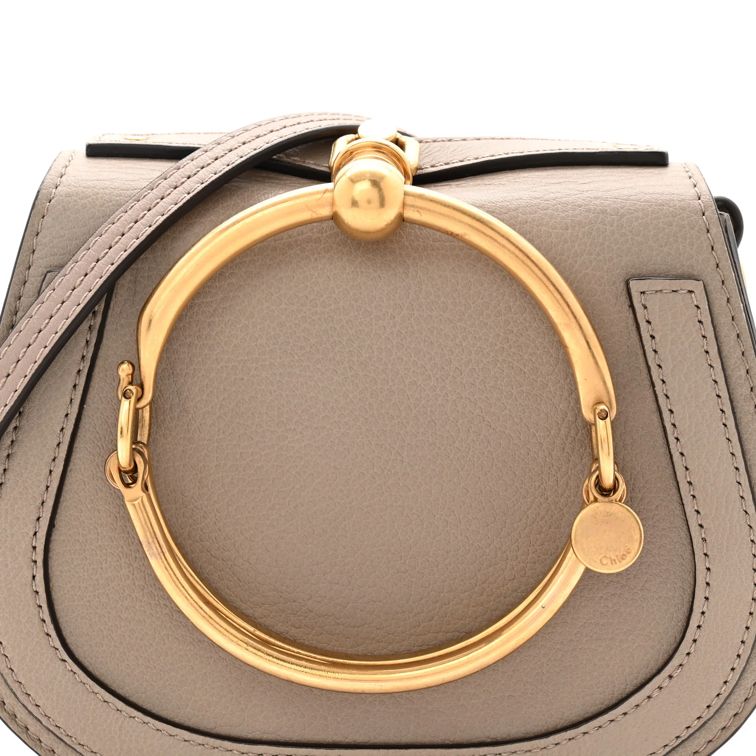 Calfskin Suede Small Nile Bracelet Bag Motty Grey - Image 8
