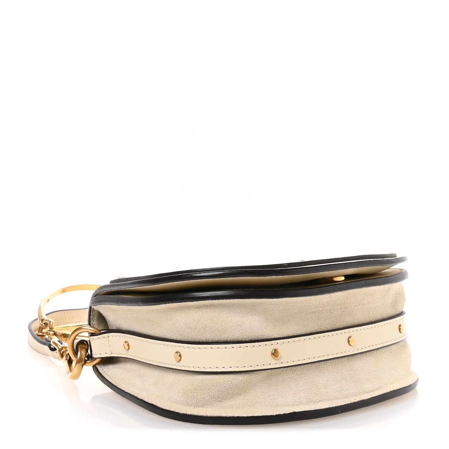 Calfskin Suede Small Nile Bracelet Bag Off White - Image 4