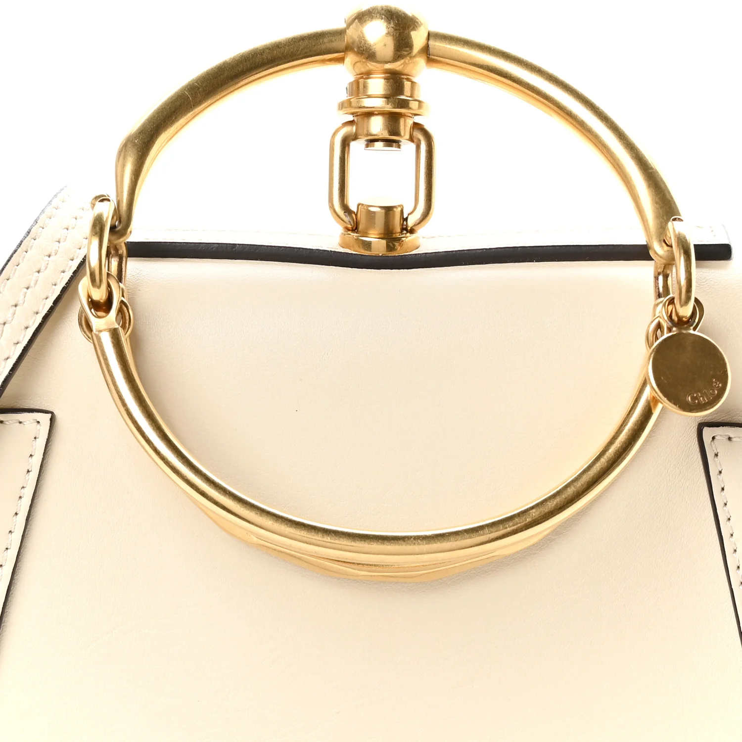 Calfskin Suede Small Nile Bracelet Bag Off White - Image 8