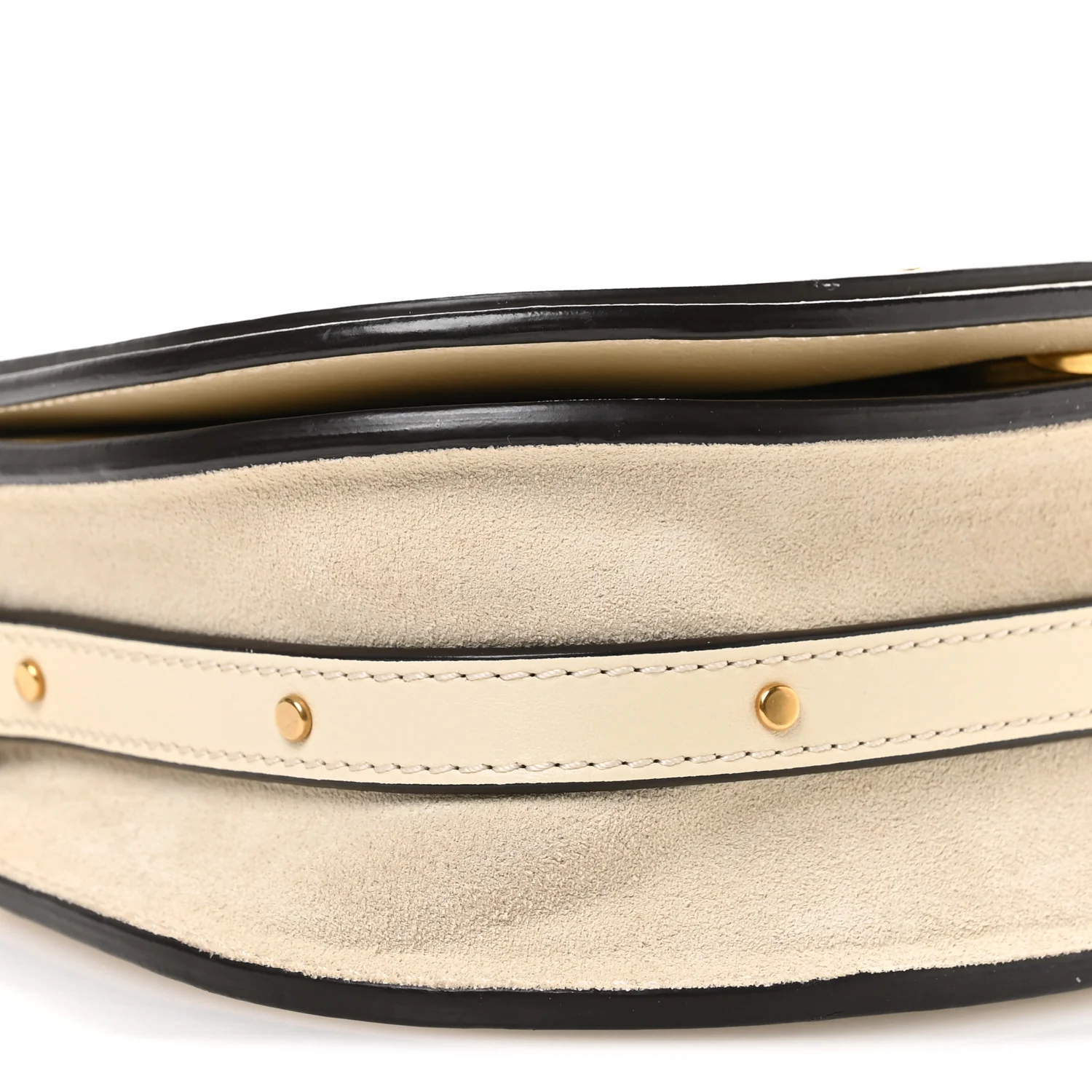 Calfskin Suede Small Nile Bracelet Bag Off White - Image 9