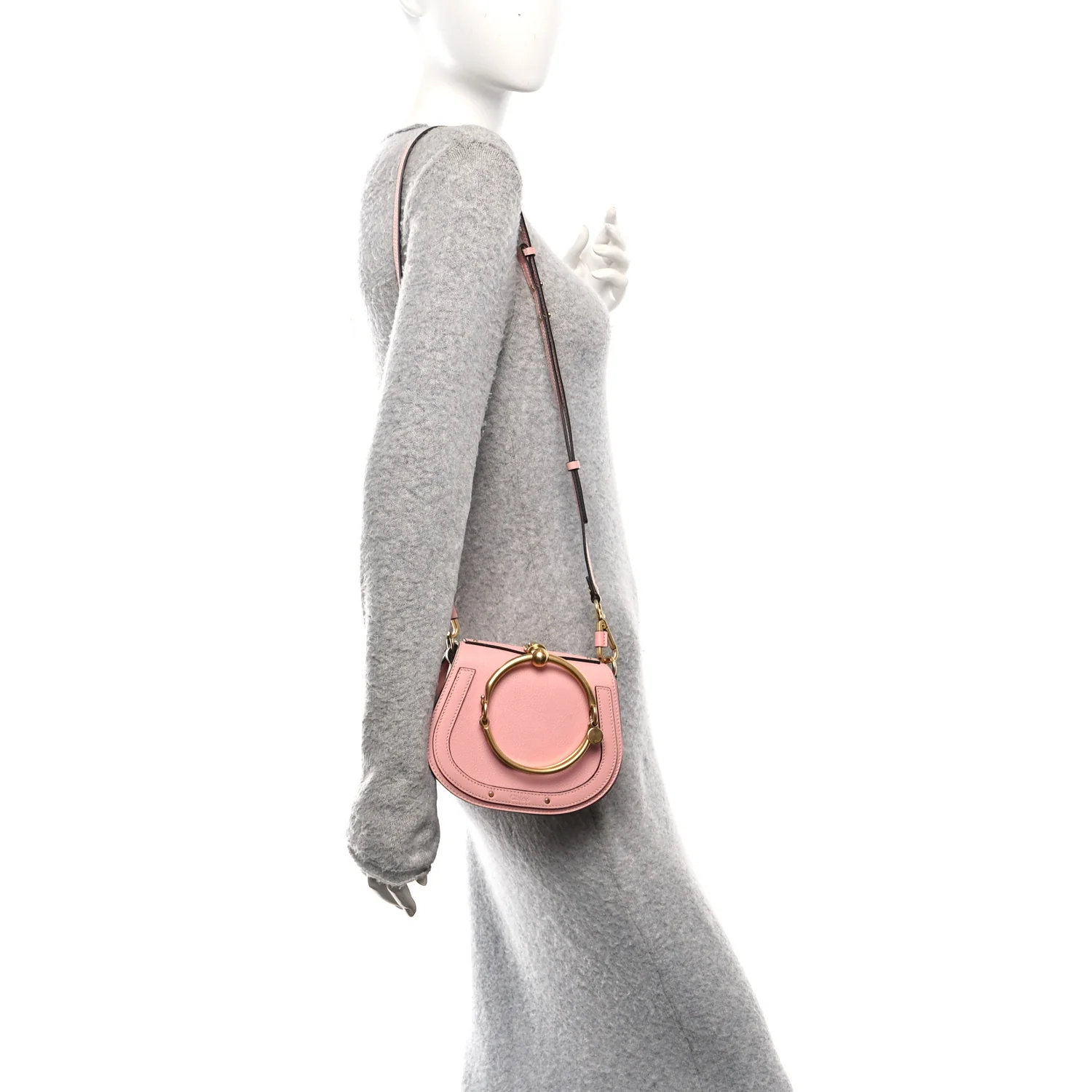 Calfskin Suede Small Nile Bracelet Bag Washed Pink - Image 2