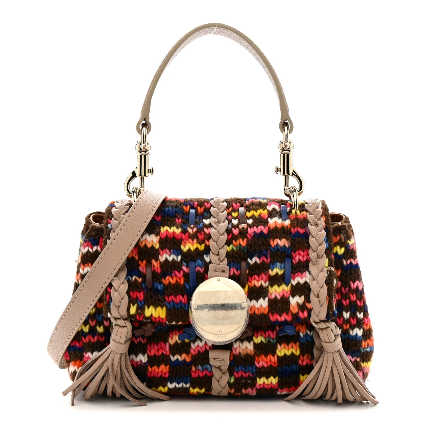 Cashmere Knit Calfskin Mini Penelope Soft Shoulder Bag Woodrose Multicolor