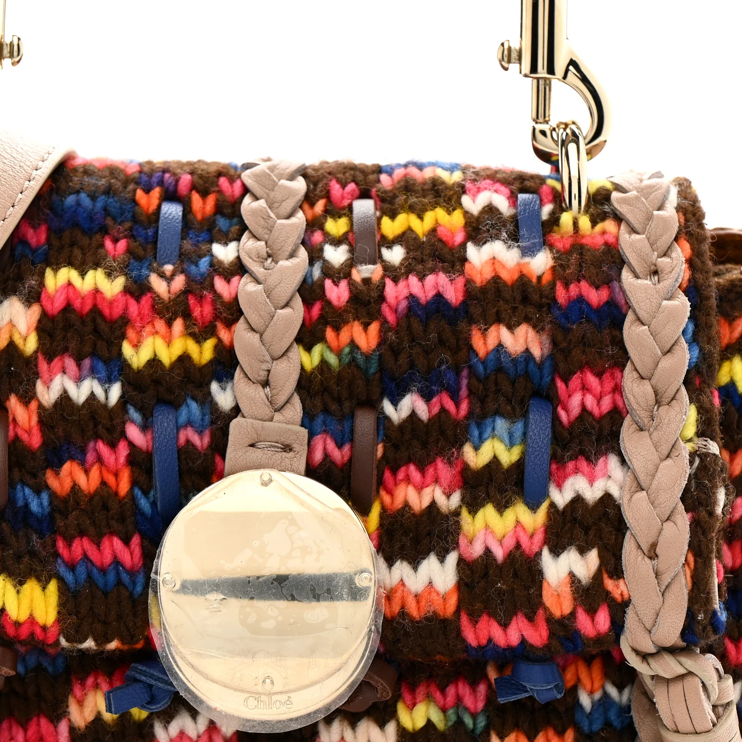 Cashmere Knit Calfskin Mini Penelope Soft Shoulder Bag Woodrose Multicolor - Image 8