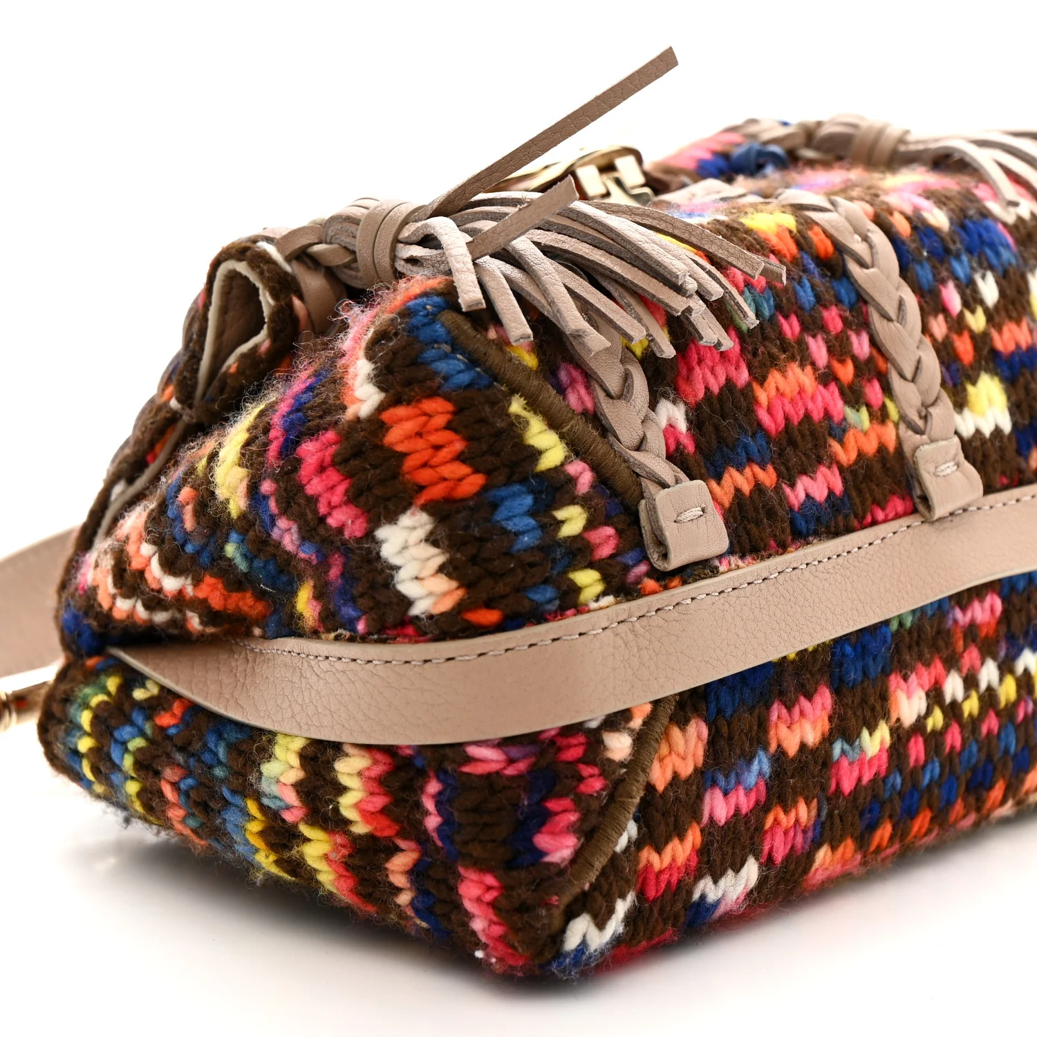 Cashmere Knit Calfskin Mini Penelope Soft Shoulder Bag Woodrose Multicolor - Image 9
