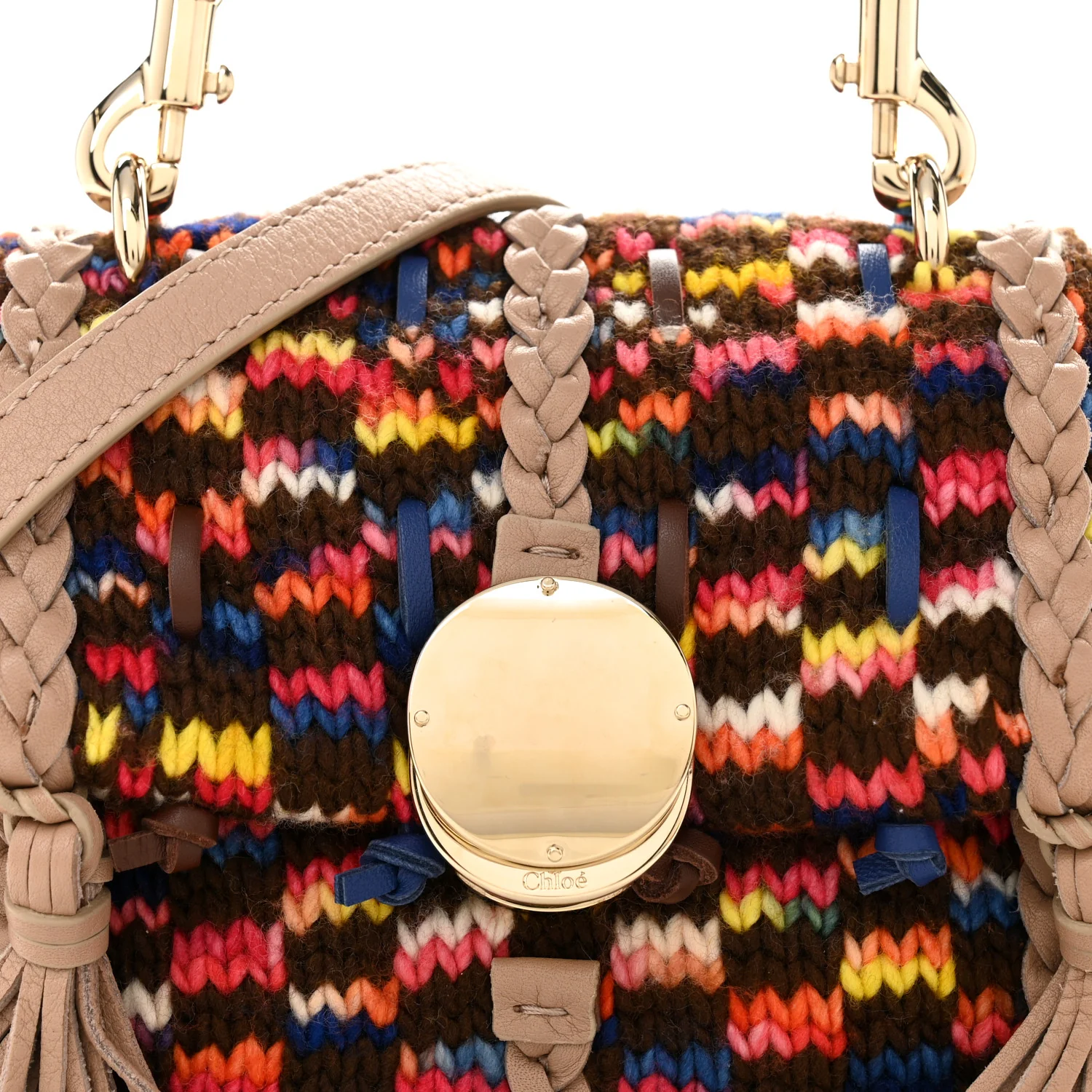 Cashmere Knit Calfskin Mini Penelope Soft Shoulder Bag Woodrose Multicolor - Image 8