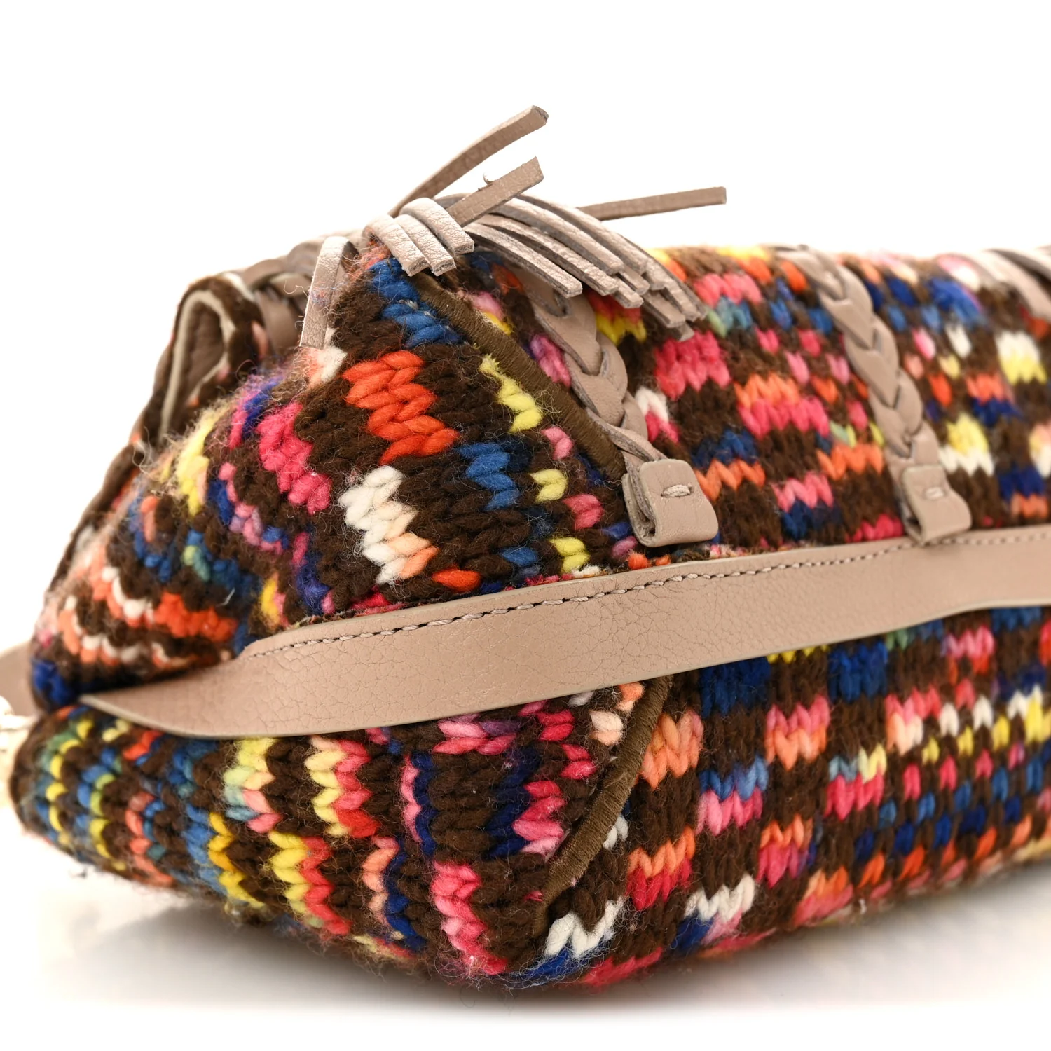 Cashmere Knit Calfskin Mini Penelope Soft Shoulder Bag Woodrose Multicolor - Image 9