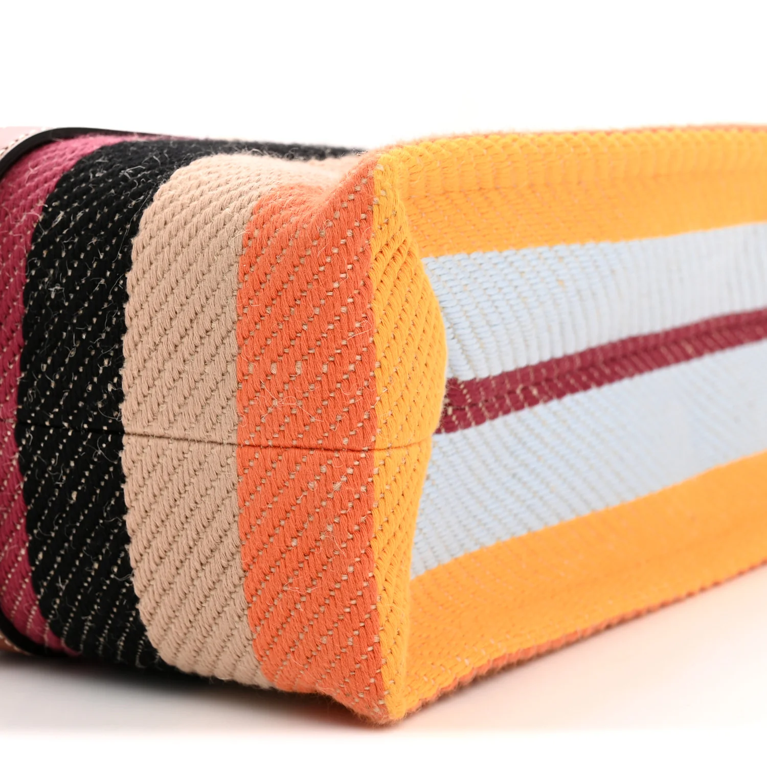 Cotton Calfskin Large Woody Striped Tote Multicolor - Image 10