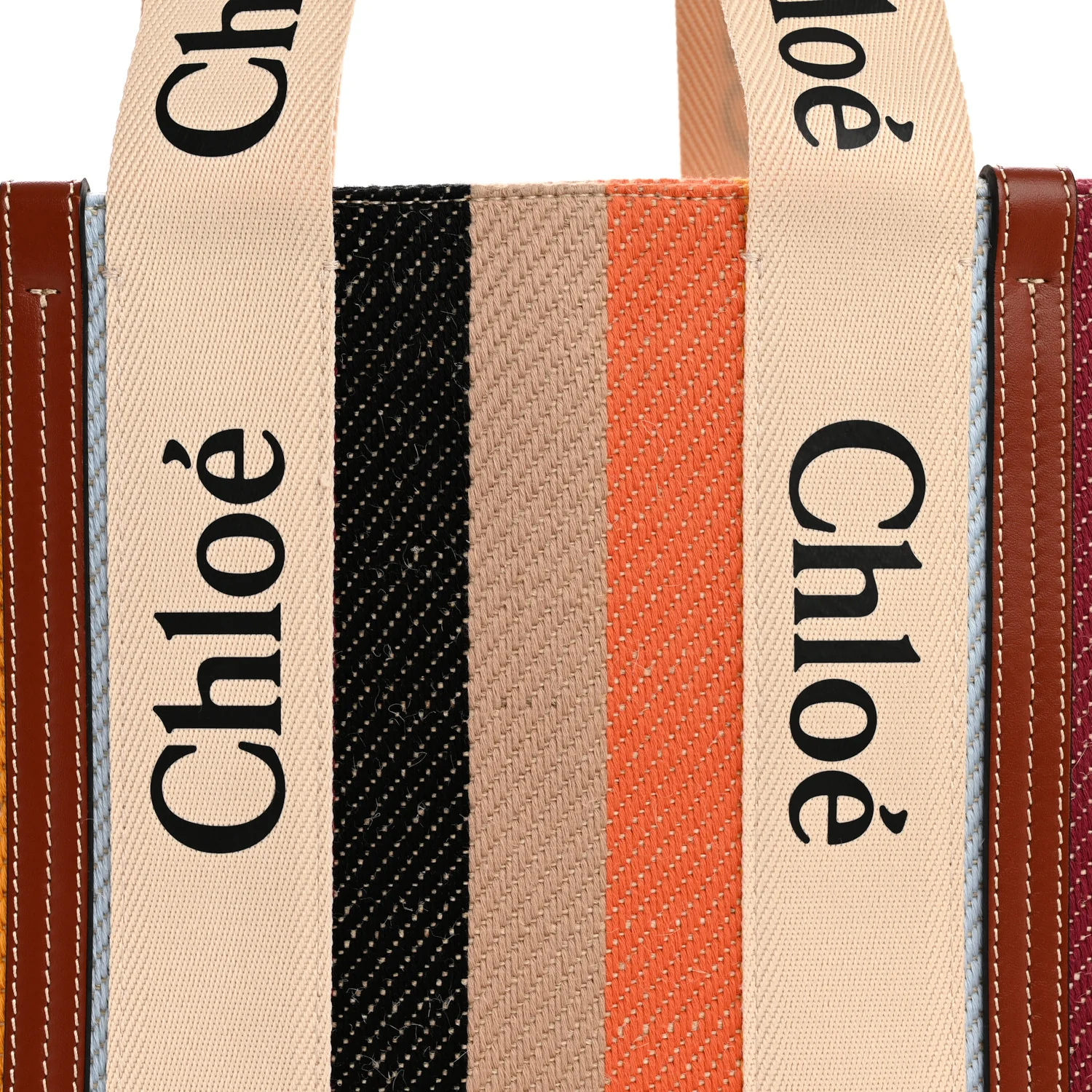 Cotton Calfskin Large Woody Striped Tote Multicolor - Image 8