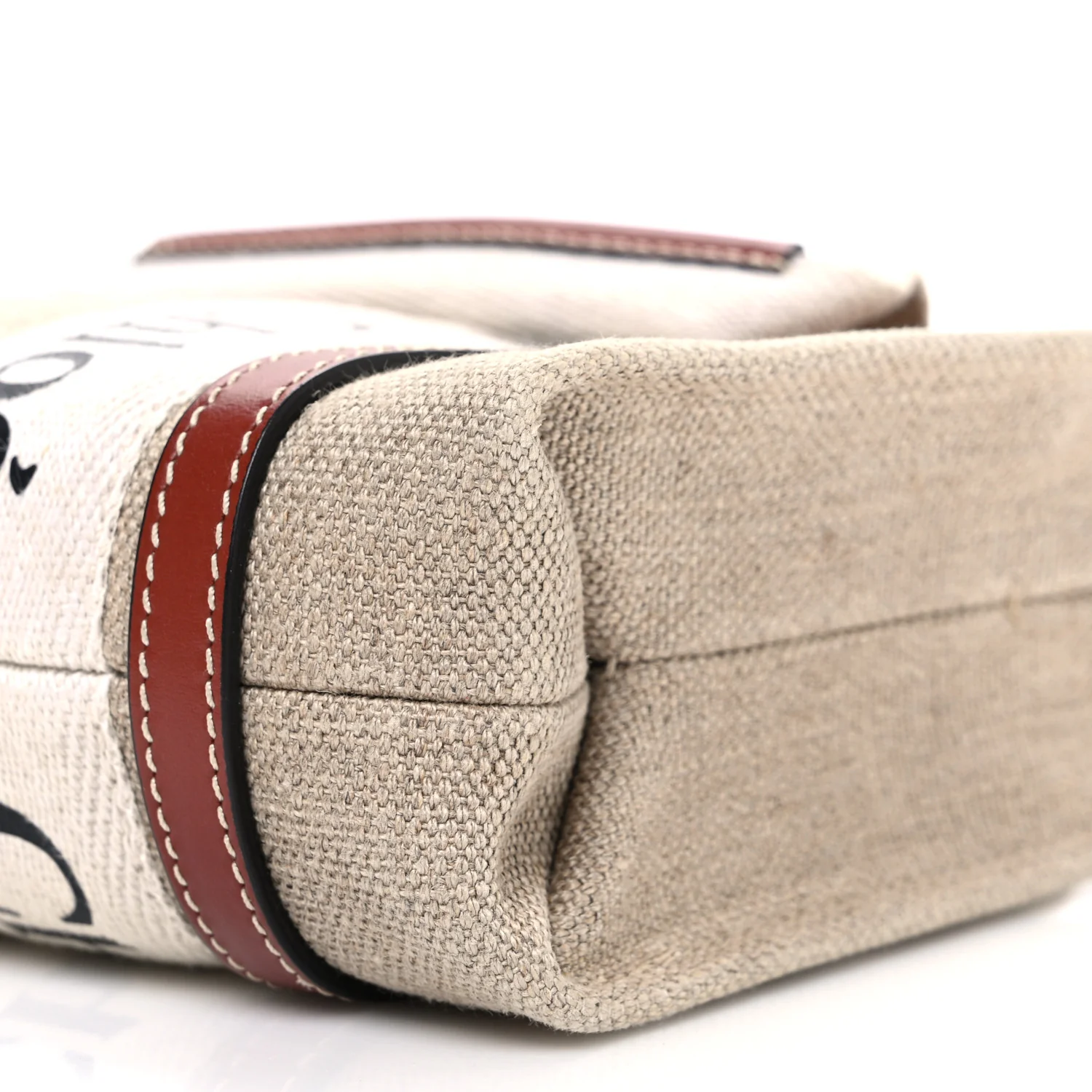 Cotton Calfskin Mini Woody Ribbon Tote White Brown - Image 10