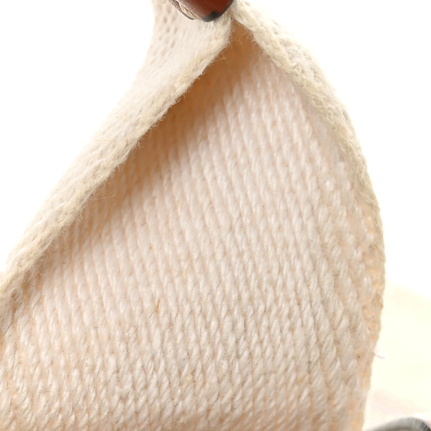 Cotton Calfskin Mini Woody Ribbon Tote White Brown - Image 13