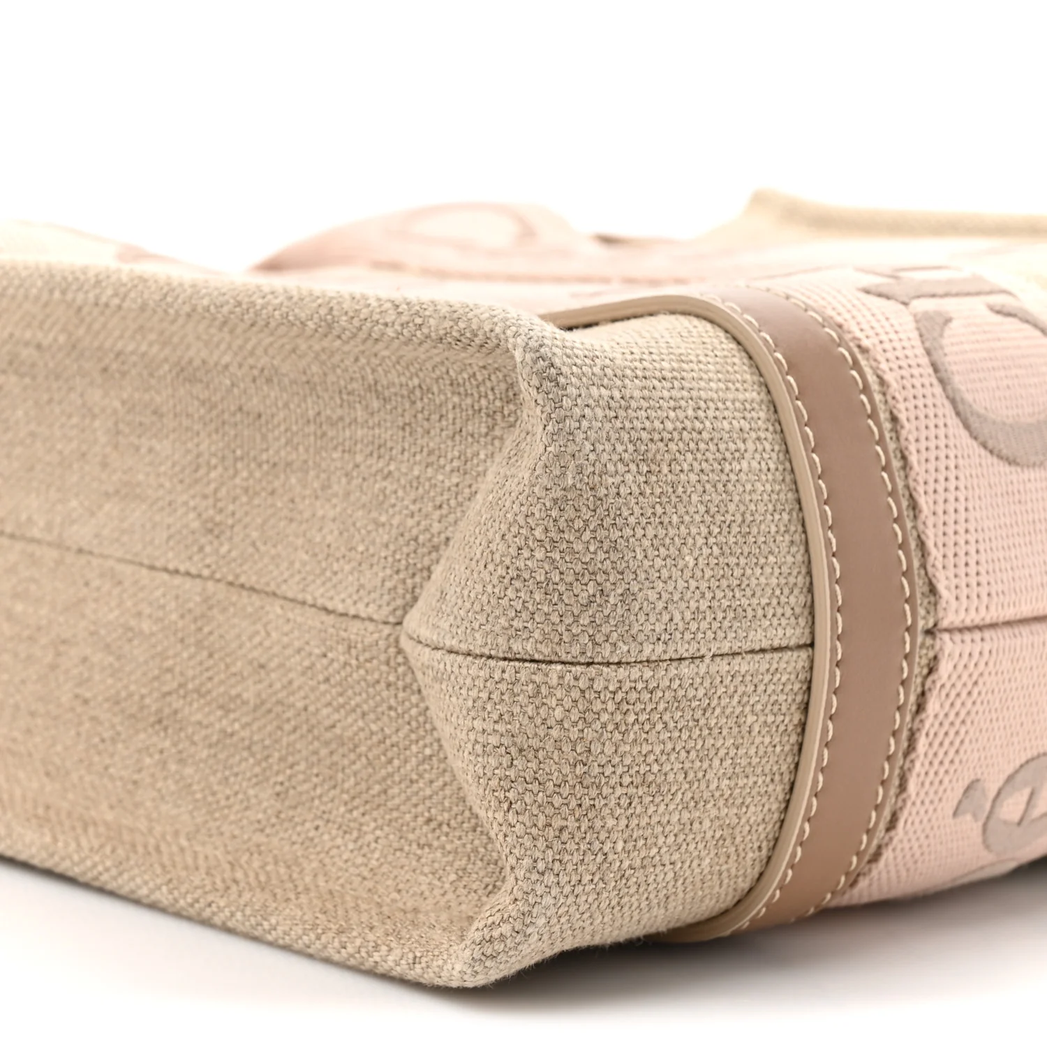 Cotton Calfskin Small Woody Ribbon Tote With Strap Blushy Beige - Image 18