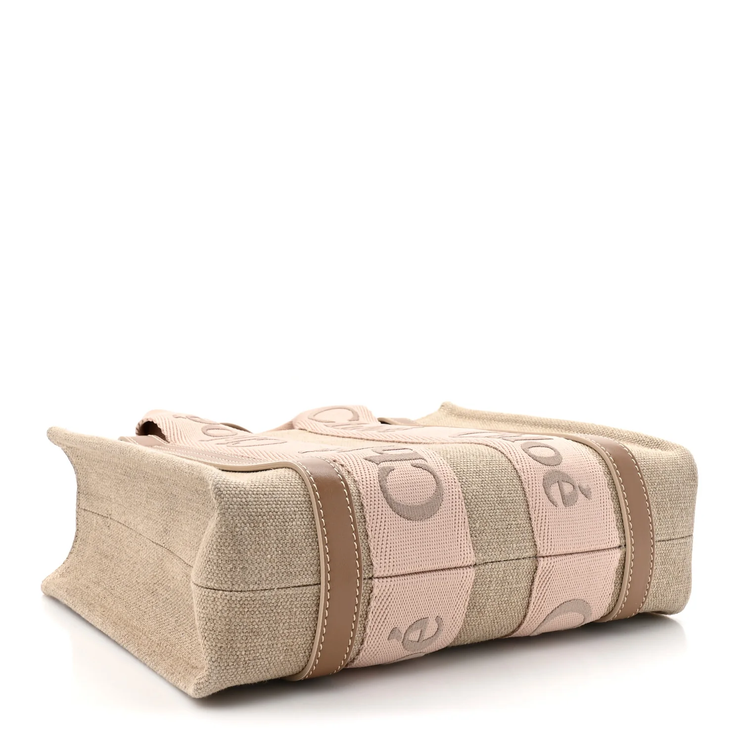 Cotton Calfskin Small Woody Ribbon Tote With Strap Blushy Beige - Image 6