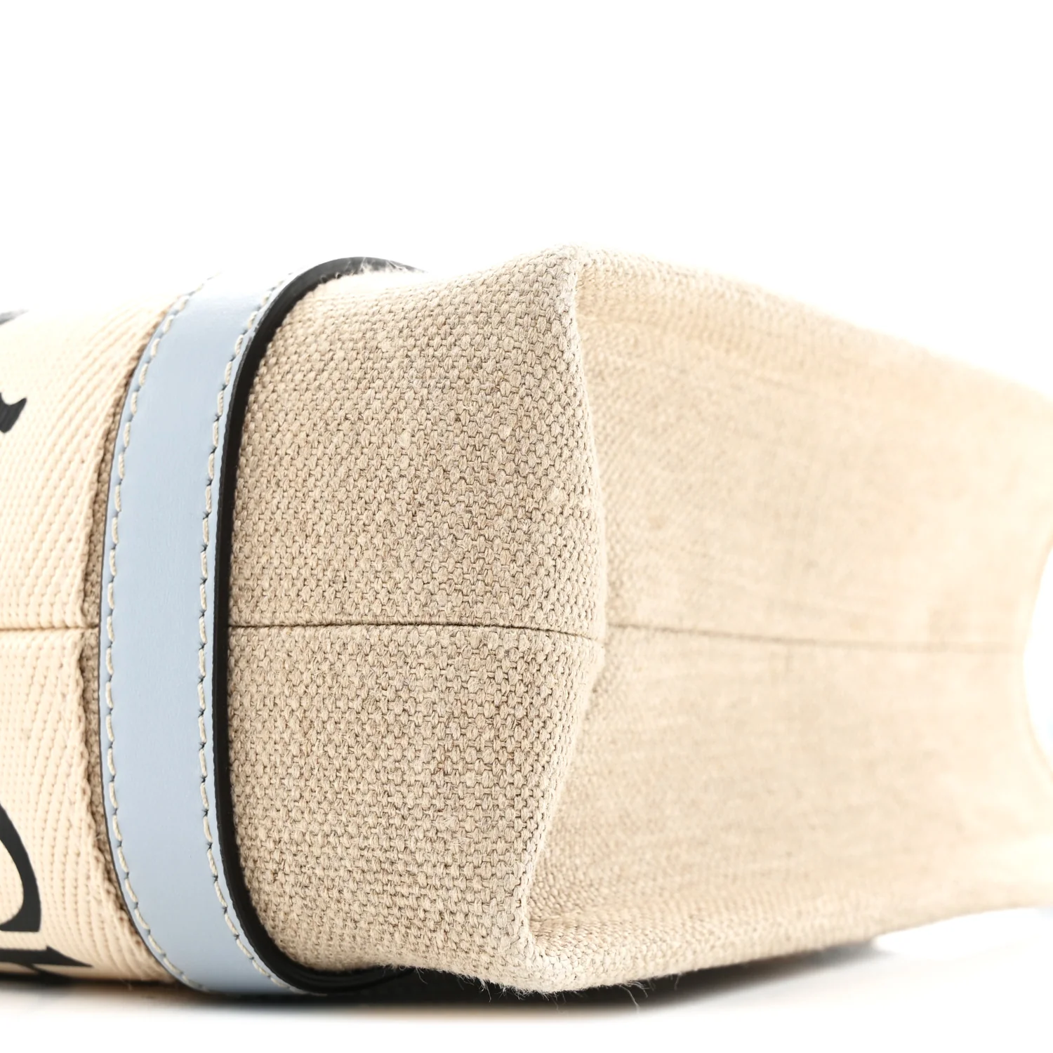 Cotton Calfskin Small Woody Ribbon Tote With Strap Light Blue - Image 10