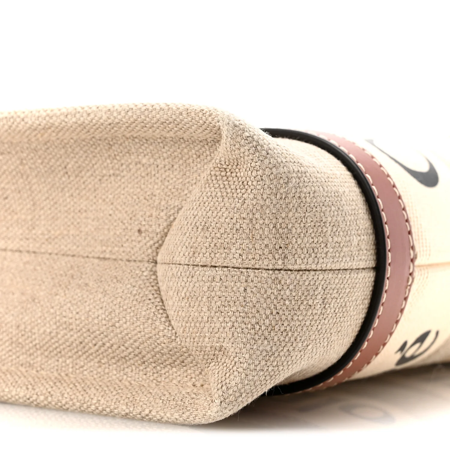 Cotton Calfskin Small Woody Ribbon Tote With Strap White Brown - Image 10