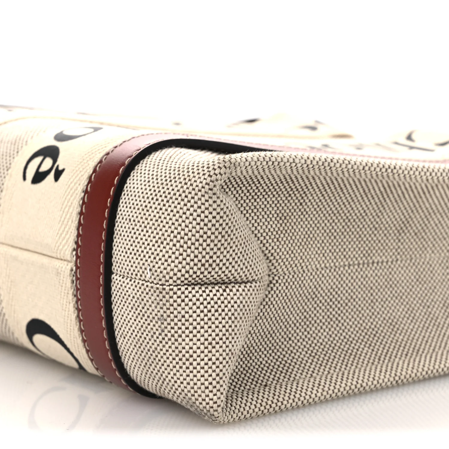 Cotton Calfskin Small Woody Ribbon Tote With Strap White Brown - Image 10