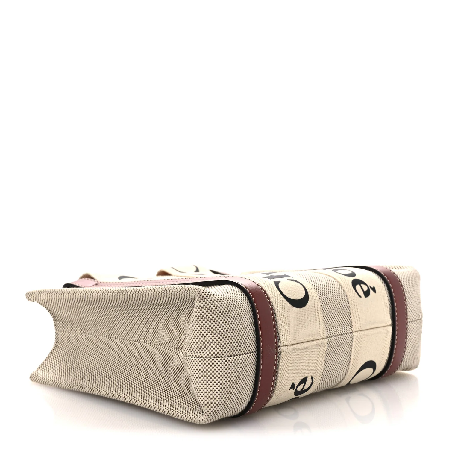 Cotton Calfskin Small Woody Ribbon Tote With Strap White Brown - Image 4