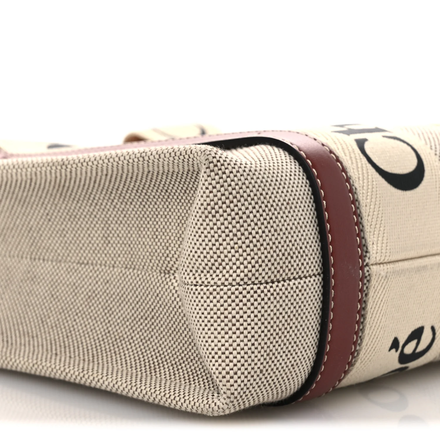 Cotton Calfskin Small Woody Ribbon Tote With Strap White Brown - Image 9