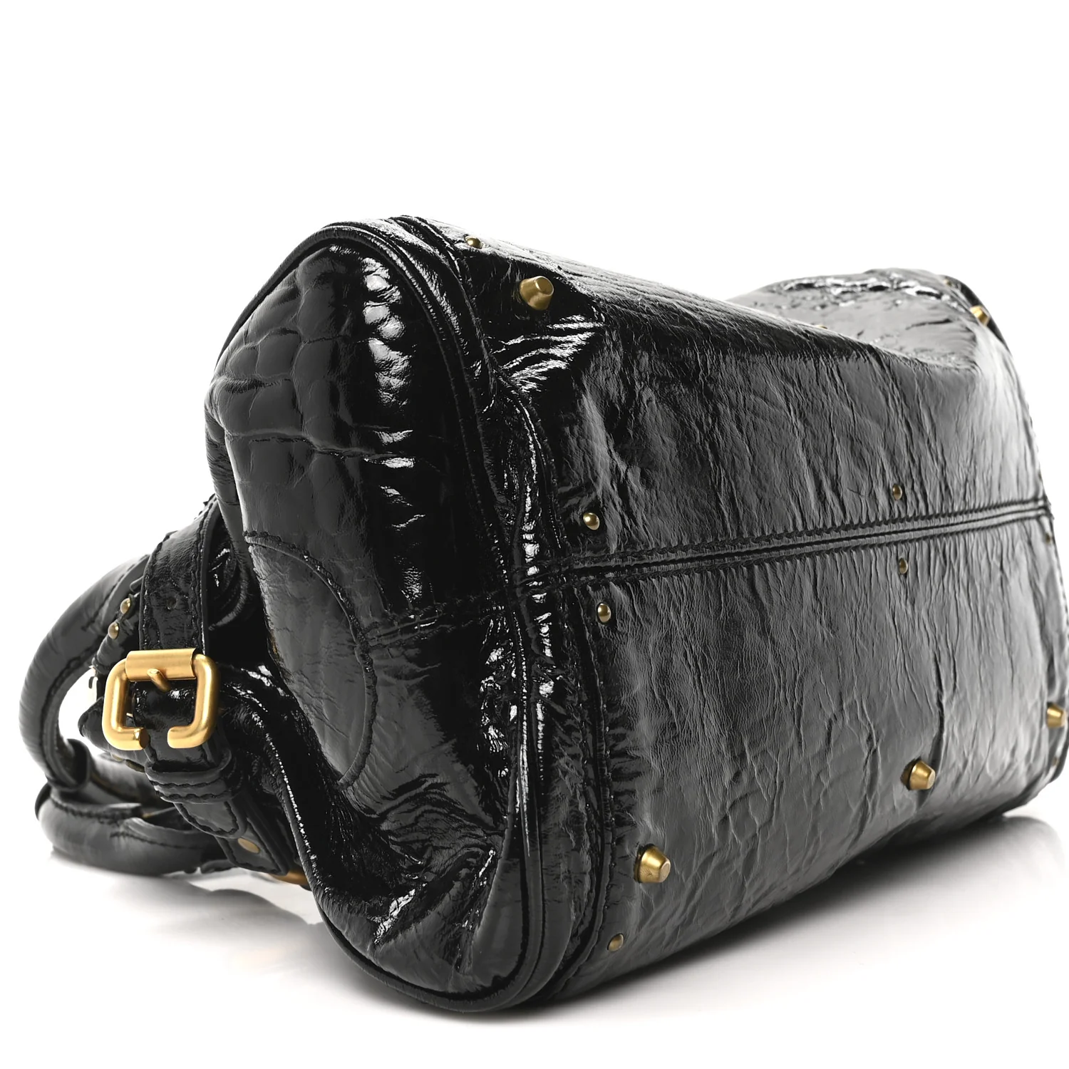 Crinkled Patent Medium Paddington Satchel Black - Image 9