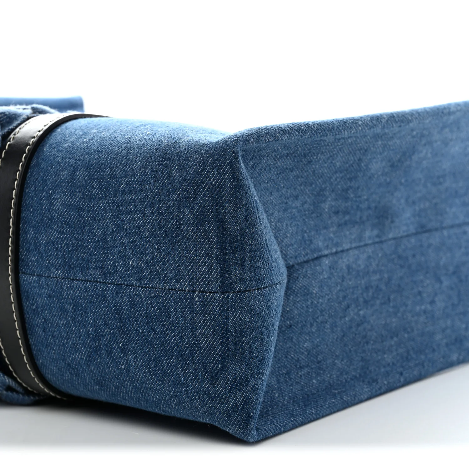 Denim Calfskin Large Braided Woody Ribbon Tote Blue - Image 10