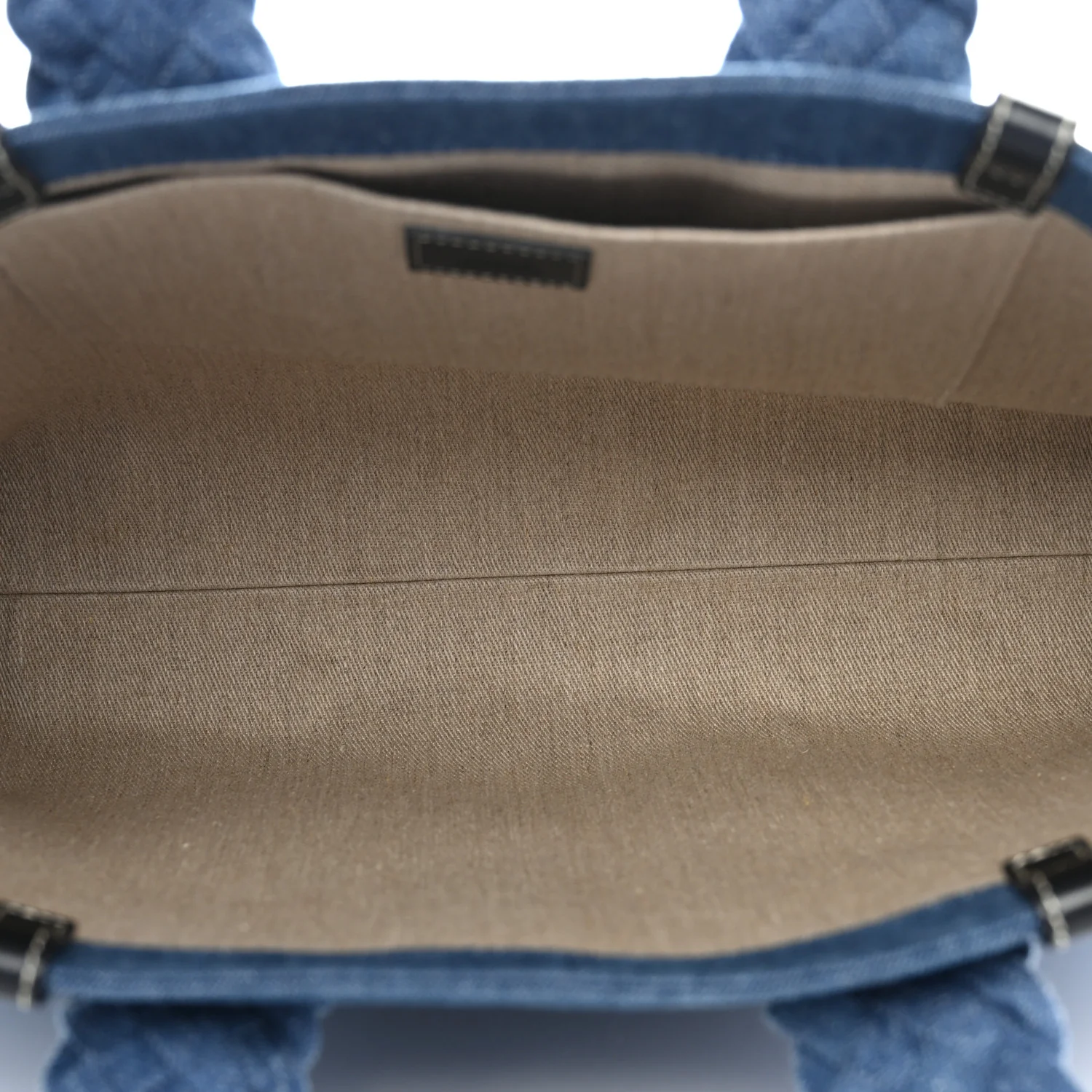 Denim Calfskin Large Braided Woody Ribbon Tote Blue - Image 5