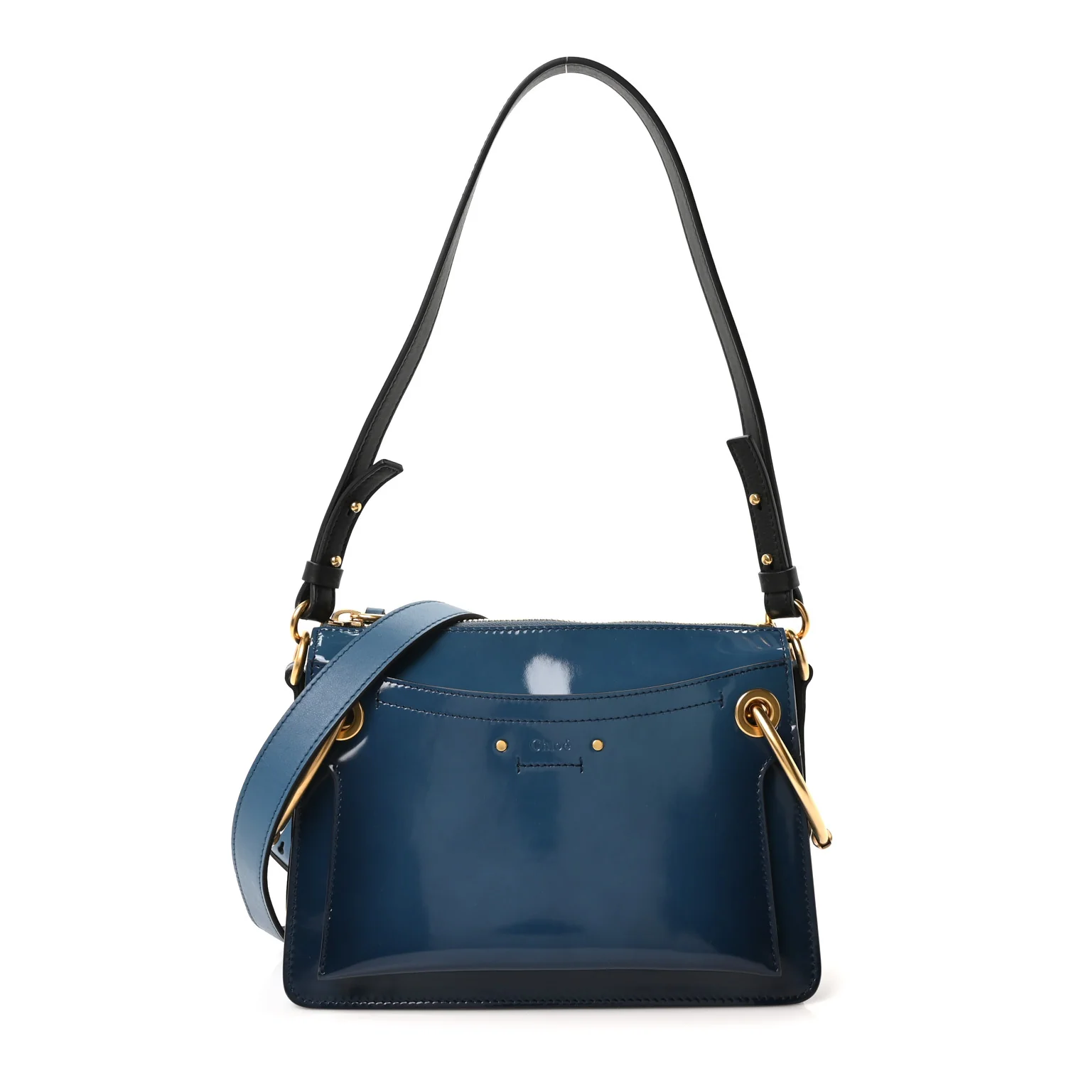 Glossy Lambskin Small Roy Bag Vinyl Blue