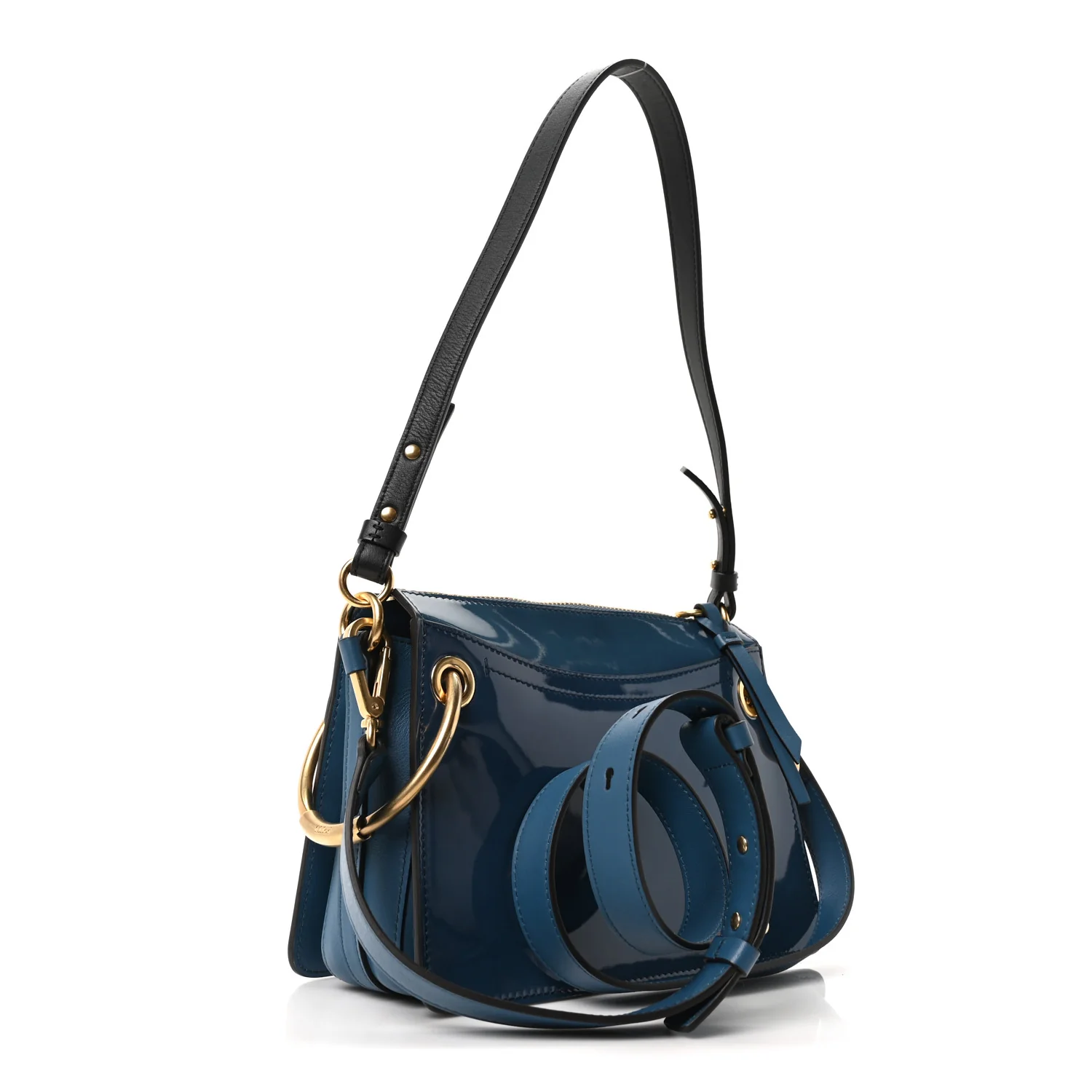 Glossy Lambskin Small Roy Bag Vinyl Blue - Image 3