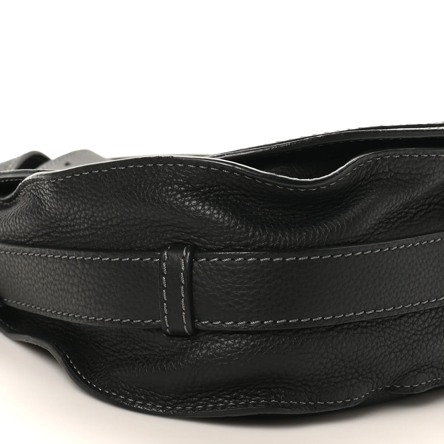 Grained Calfskin Medium Marcie Saddle Bag Black - Image 8