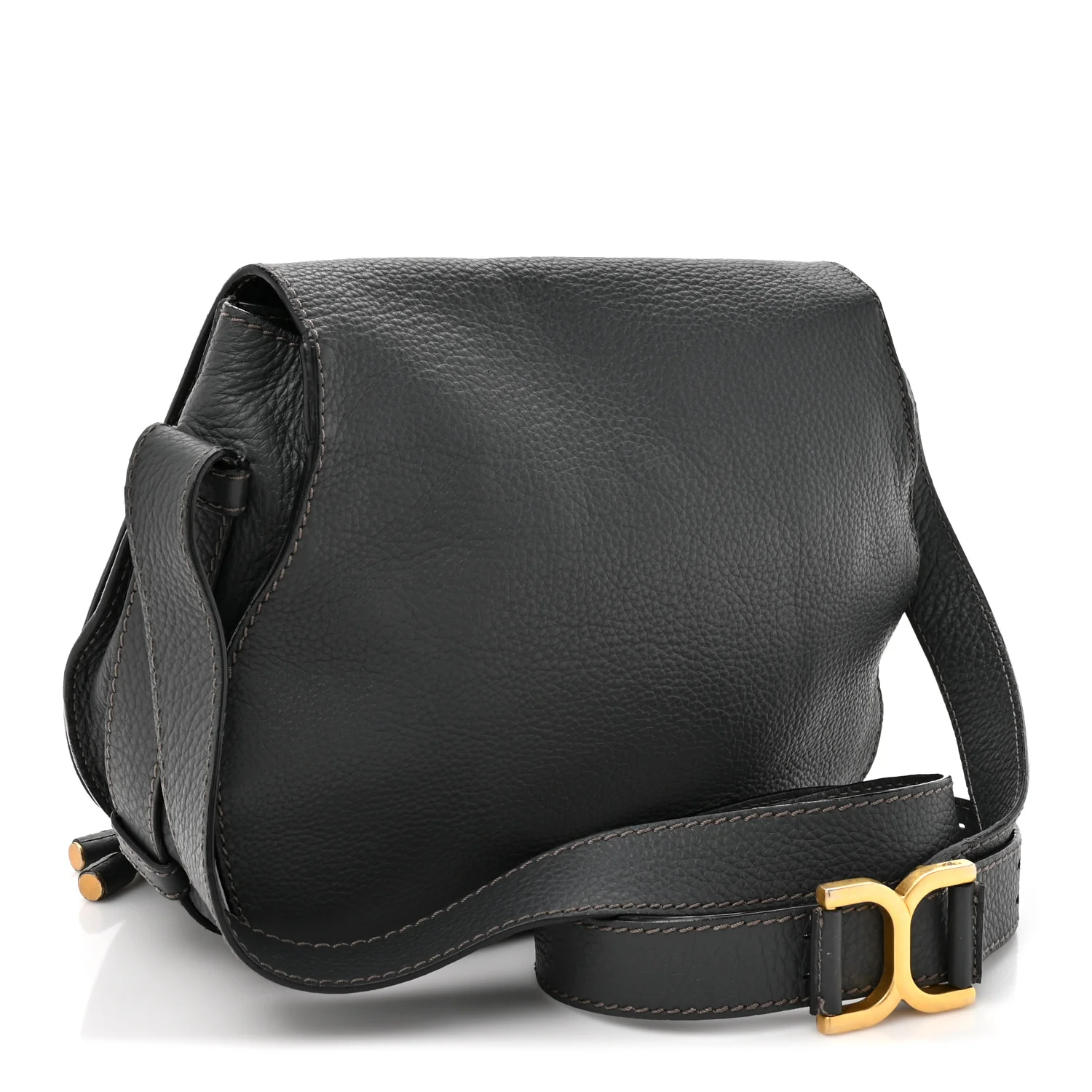 Grained Calfskin Medium Marcie Saddle Bag Iron Grey - Image 3