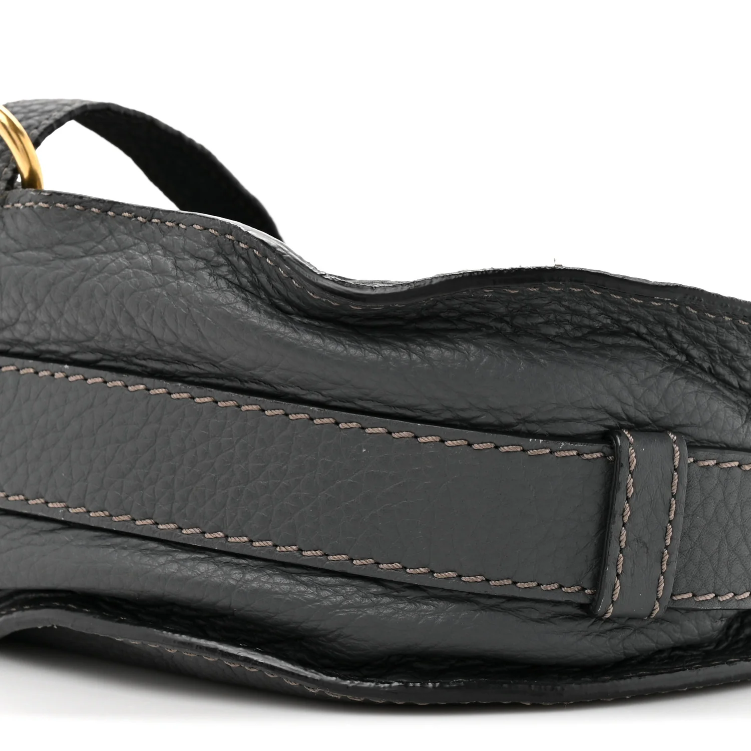 Grained Calfskin Medium Marcie Saddle Bag Iron Grey - Image 9
