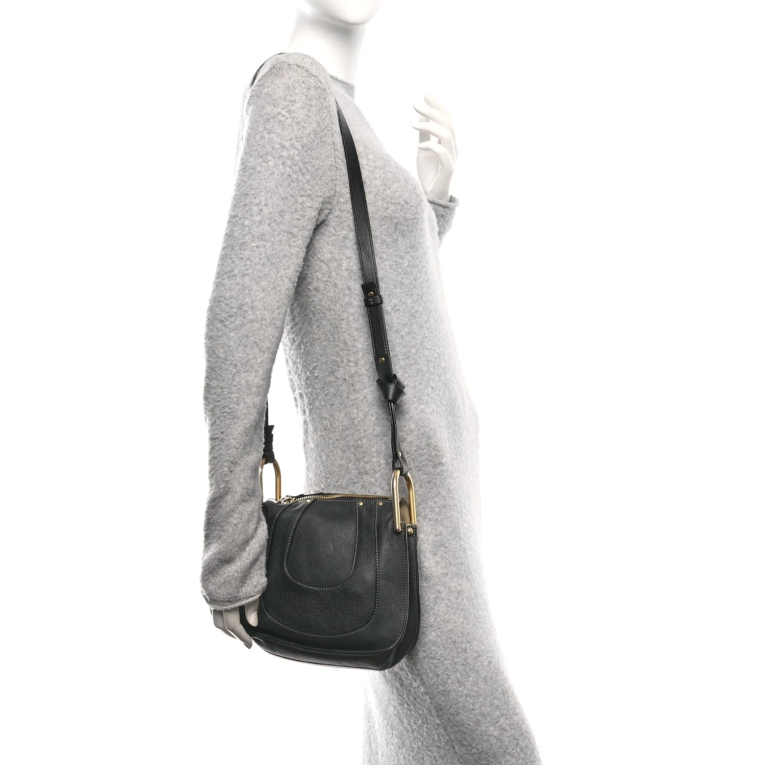 Grained Calfskin Mini Hayley Hobo Black - Image 2