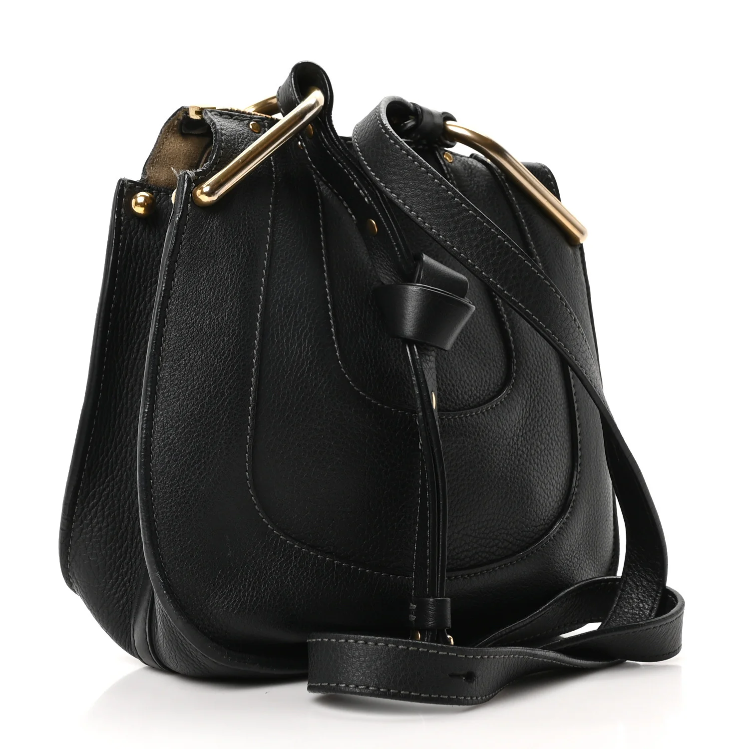 Grained Calfskin Mini Hayley Hobo Black - Image 3