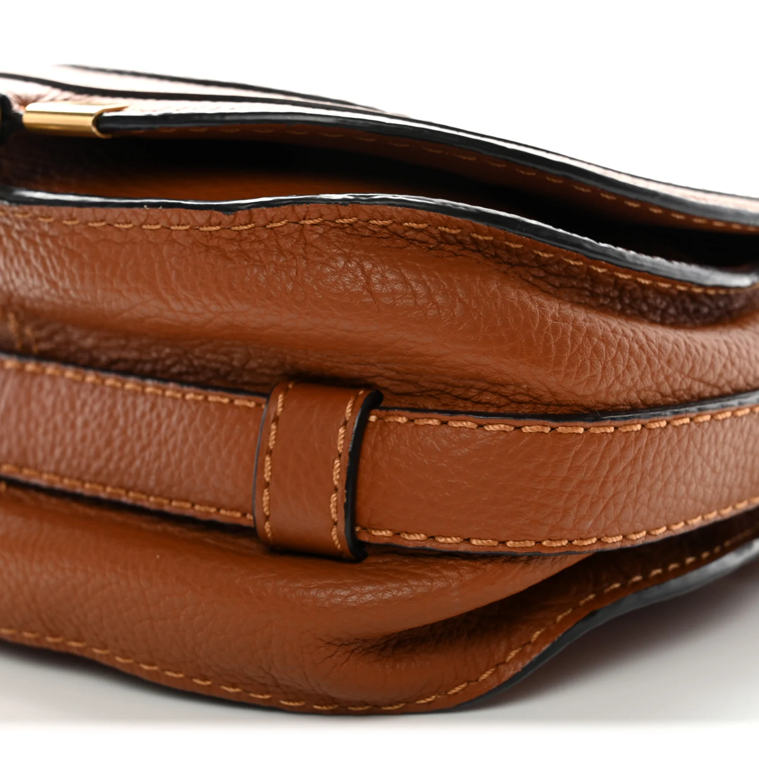 Grained Calfskin Small Marcie Saddle Bag Tan - Image 10