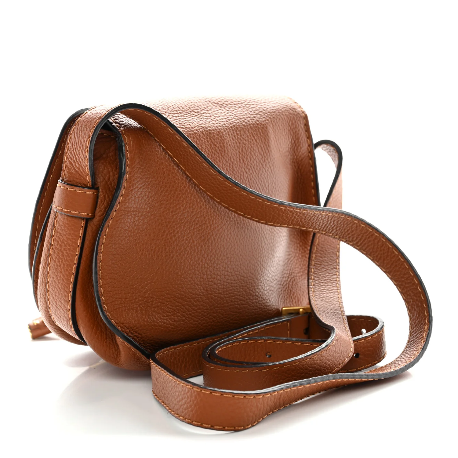 Grained Calfskin Small Marcie Saddle Bag Tan - Image 3