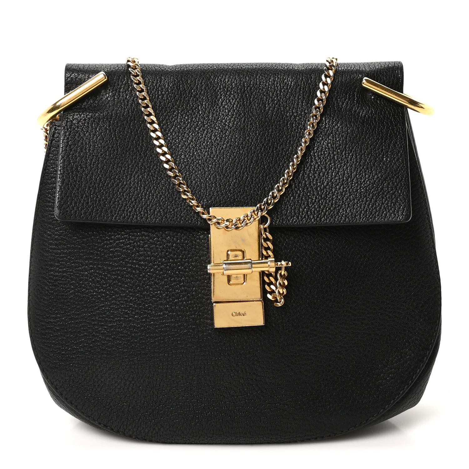Grained Lambskin Drew Shoulder Bag Black