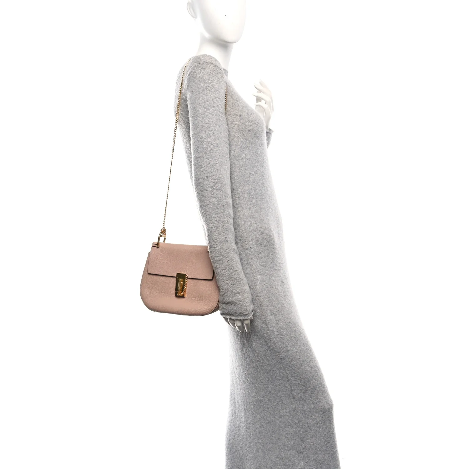 Grained Lambskin Drew Shoulder Bag Cement Pink - Image 2